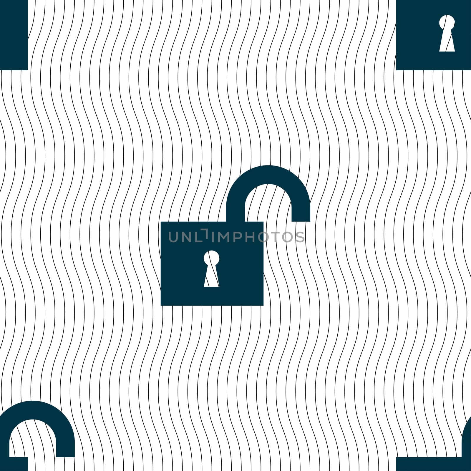 open lock icon sign. Seamless pattern with geometric texture.  by serhii_lohvyniuk