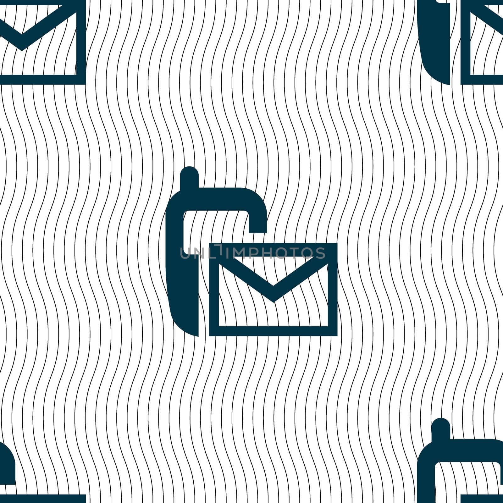 Mail icon. Envelope symbol. Message sms sign. Seamless pattern with geometric texture. illustration