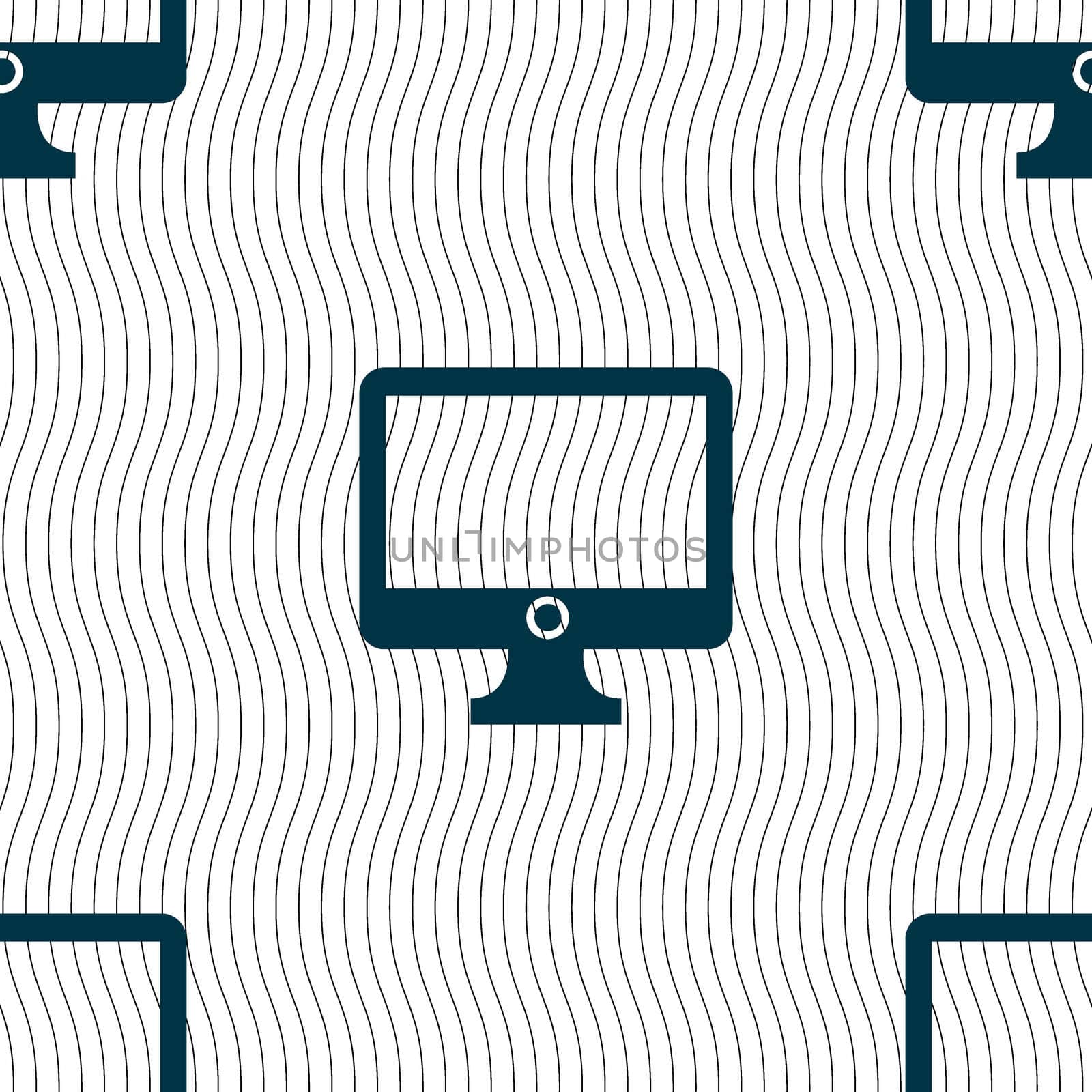 Computer widescreen monitor sign icon. Seamless pattern with geometric texture. illustration