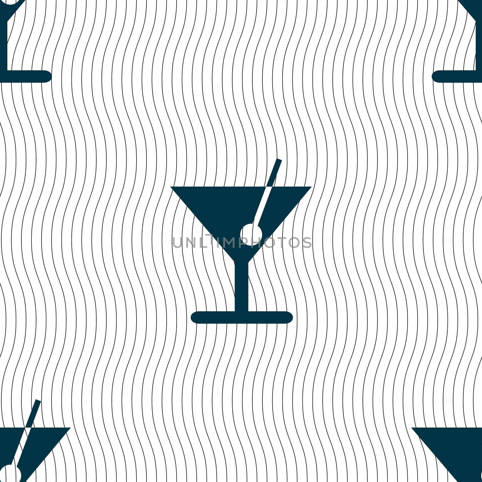 cocktail icon sign. Seamless pattern with geometric texture. illustration