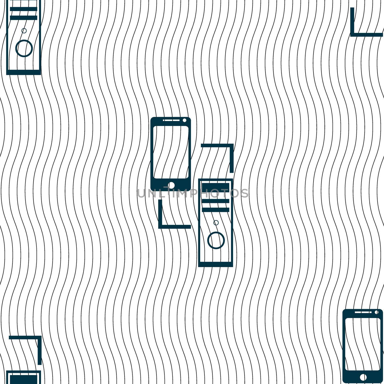 Synchronization sign icon. communicators sync symbol. Data exchange. Seamless pattern with geometric texture. illustration