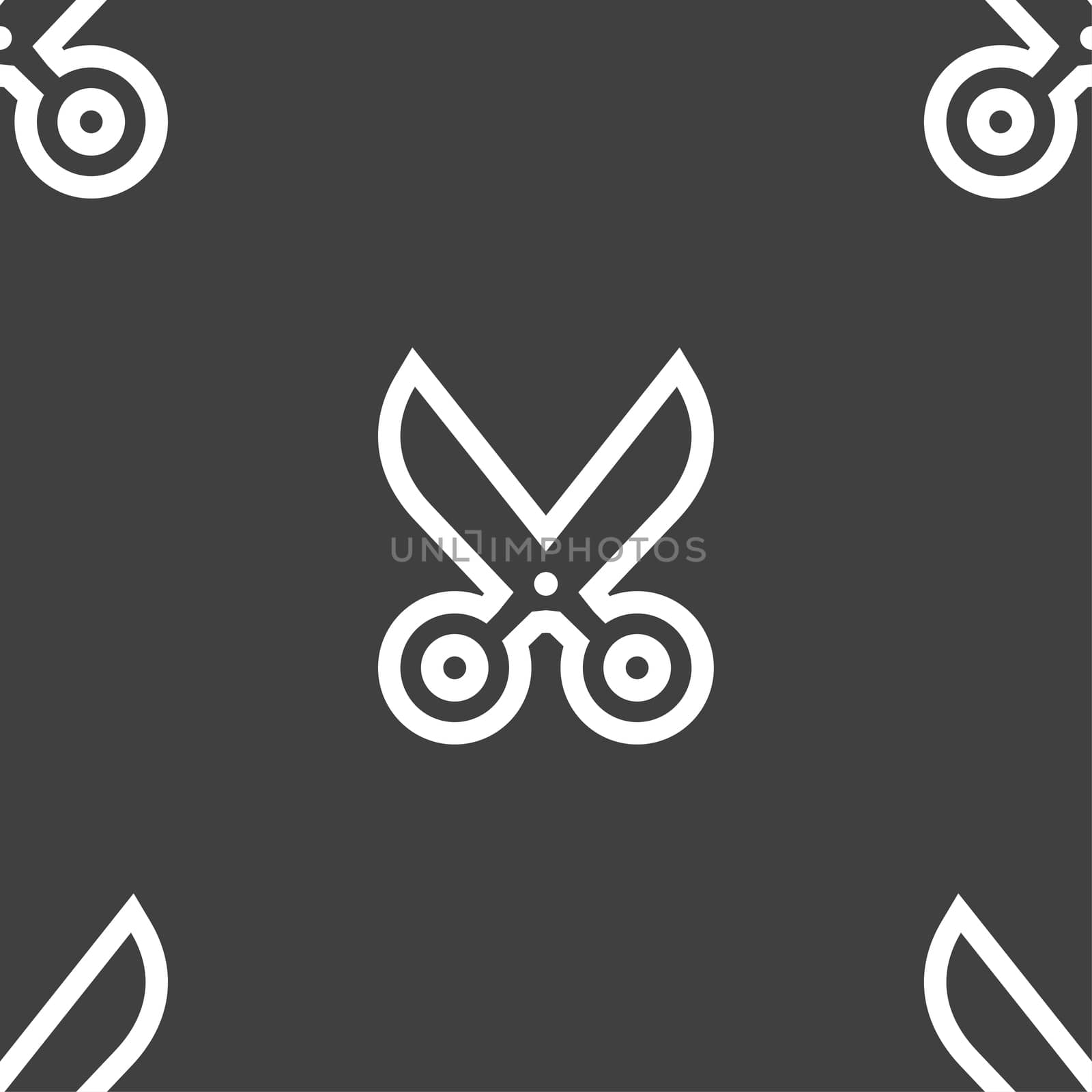 scissors icon sign. Seamless pattern on a gray background. illustration