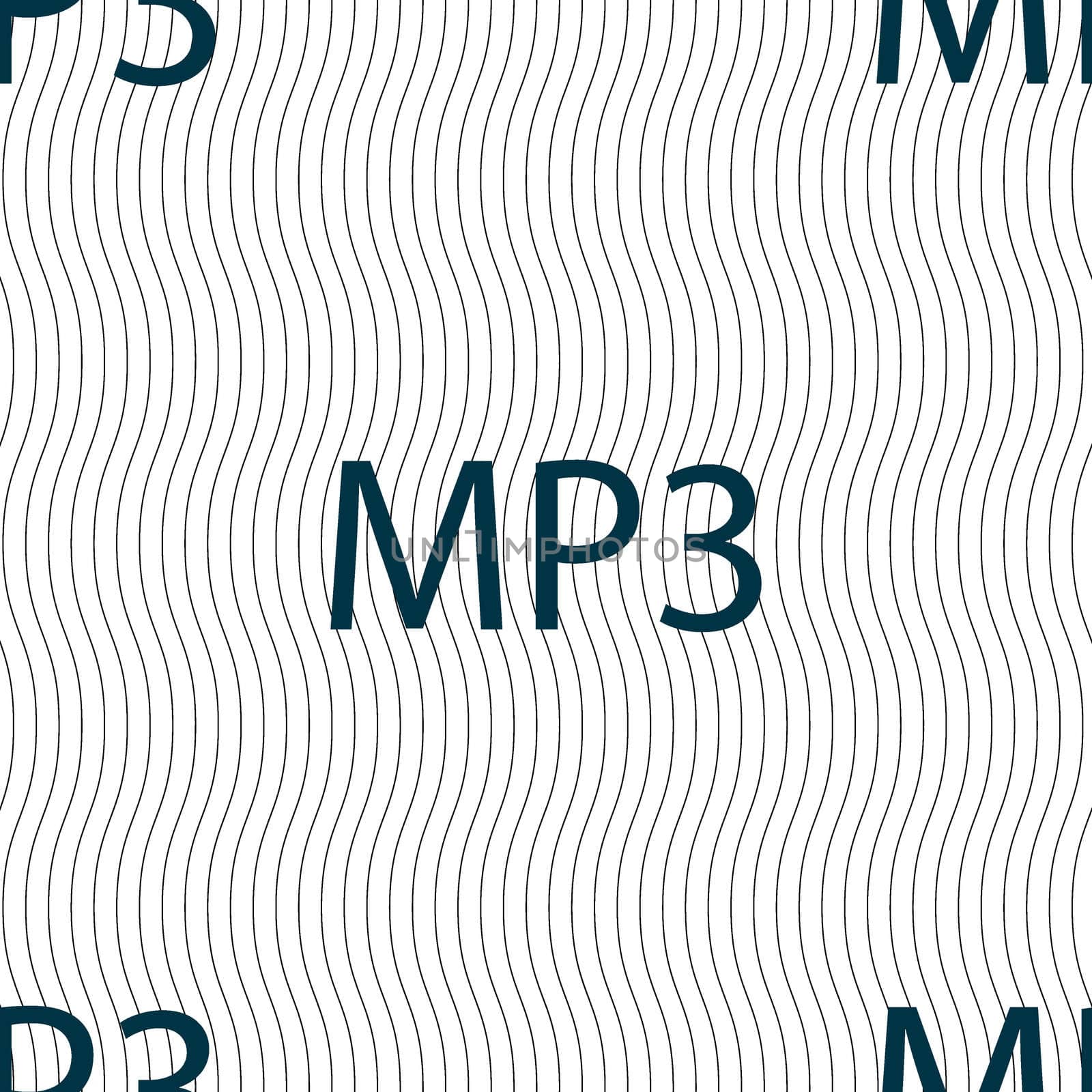 Mp3 music format sign icon. Musical symbol. Seamless pattern with geometric texture. illustration