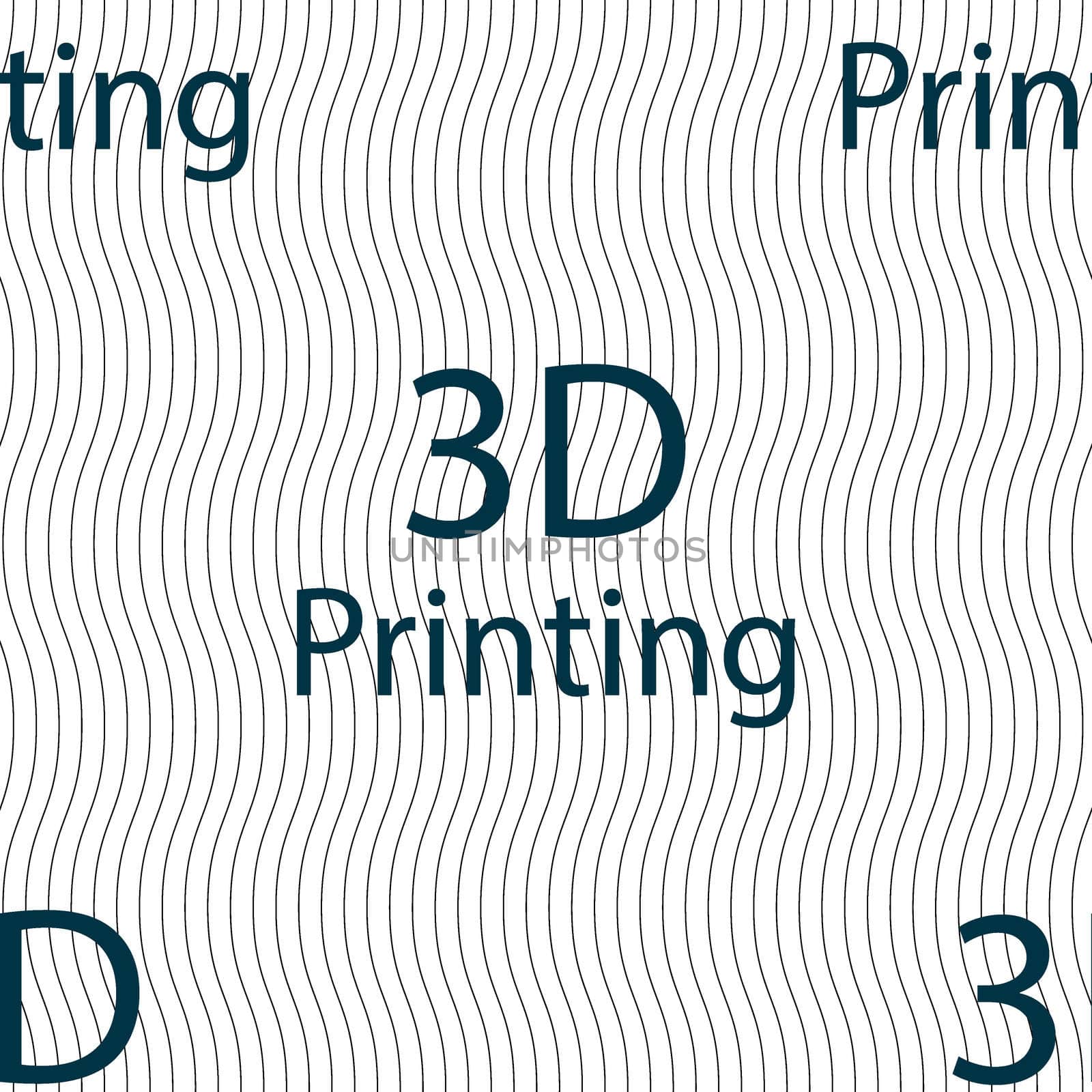 3D Print sign icon. 3d-Printing symbol. Seamless pattern with geometric texture. illustration