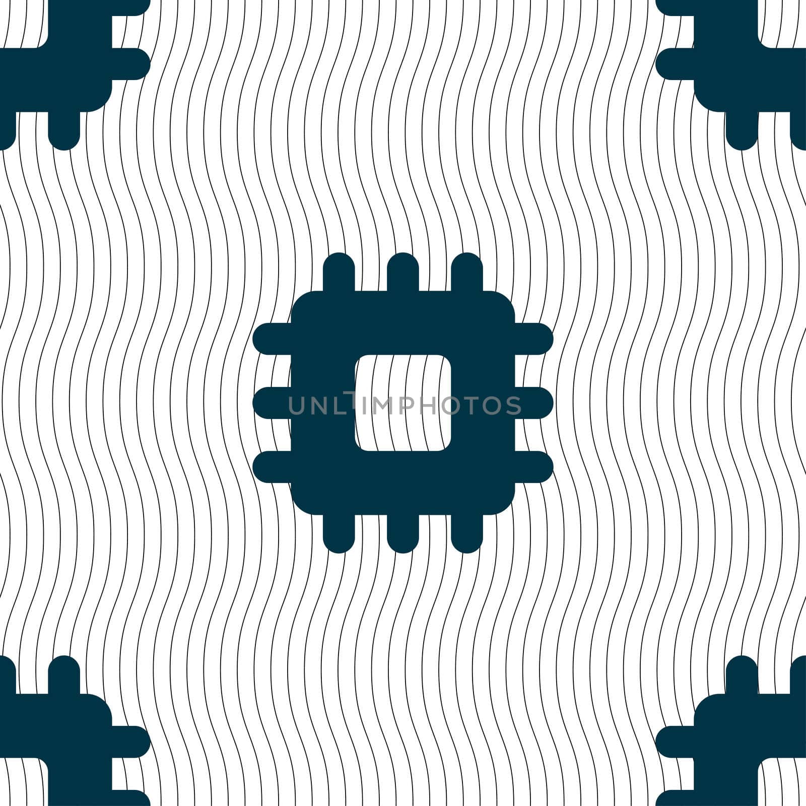 Central Processing Unit icon sign. Seamless pattern with geometric texture. illustration
