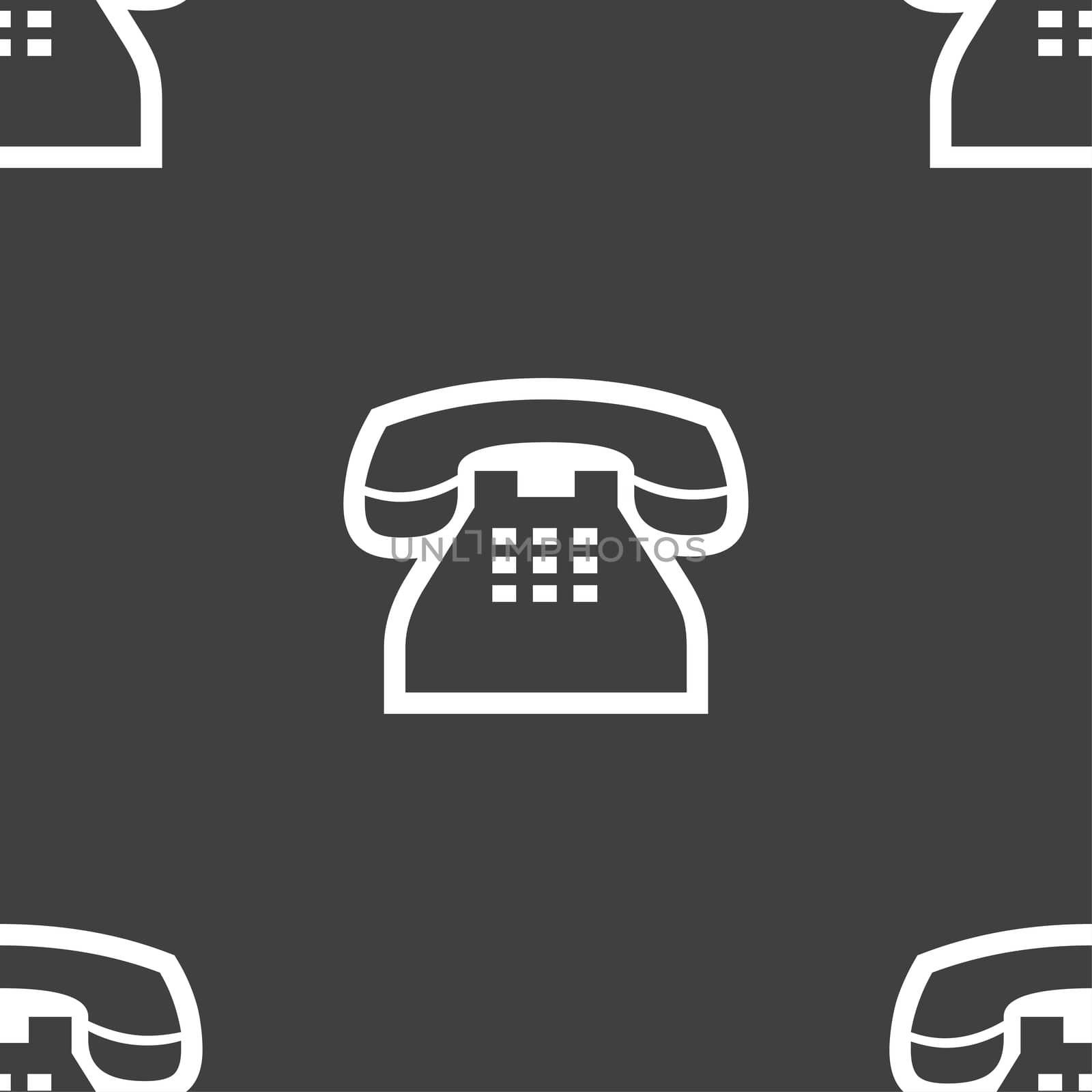 retro telephone handset icon sign. Seamless pattern on a gray background. illustration