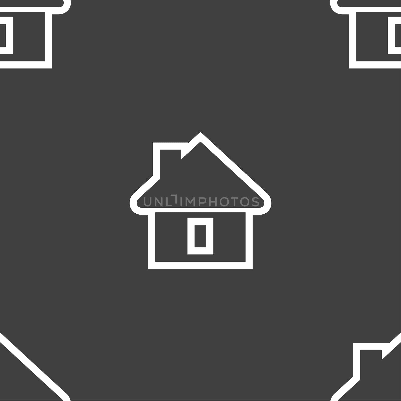 House icon sign. Seamless pattern on a gray background. illustration