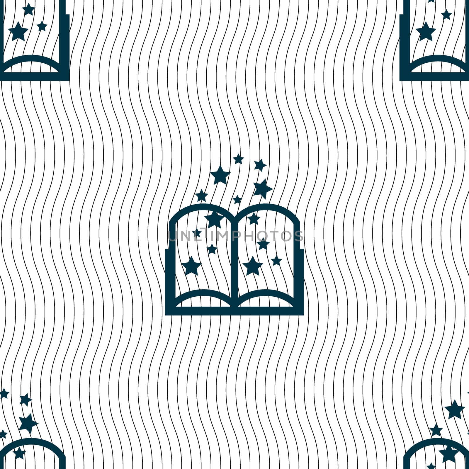 Magic Book sign icon. Open book symbol. Seamless pattern with geometric texture.  by serhii_lohvyniuk