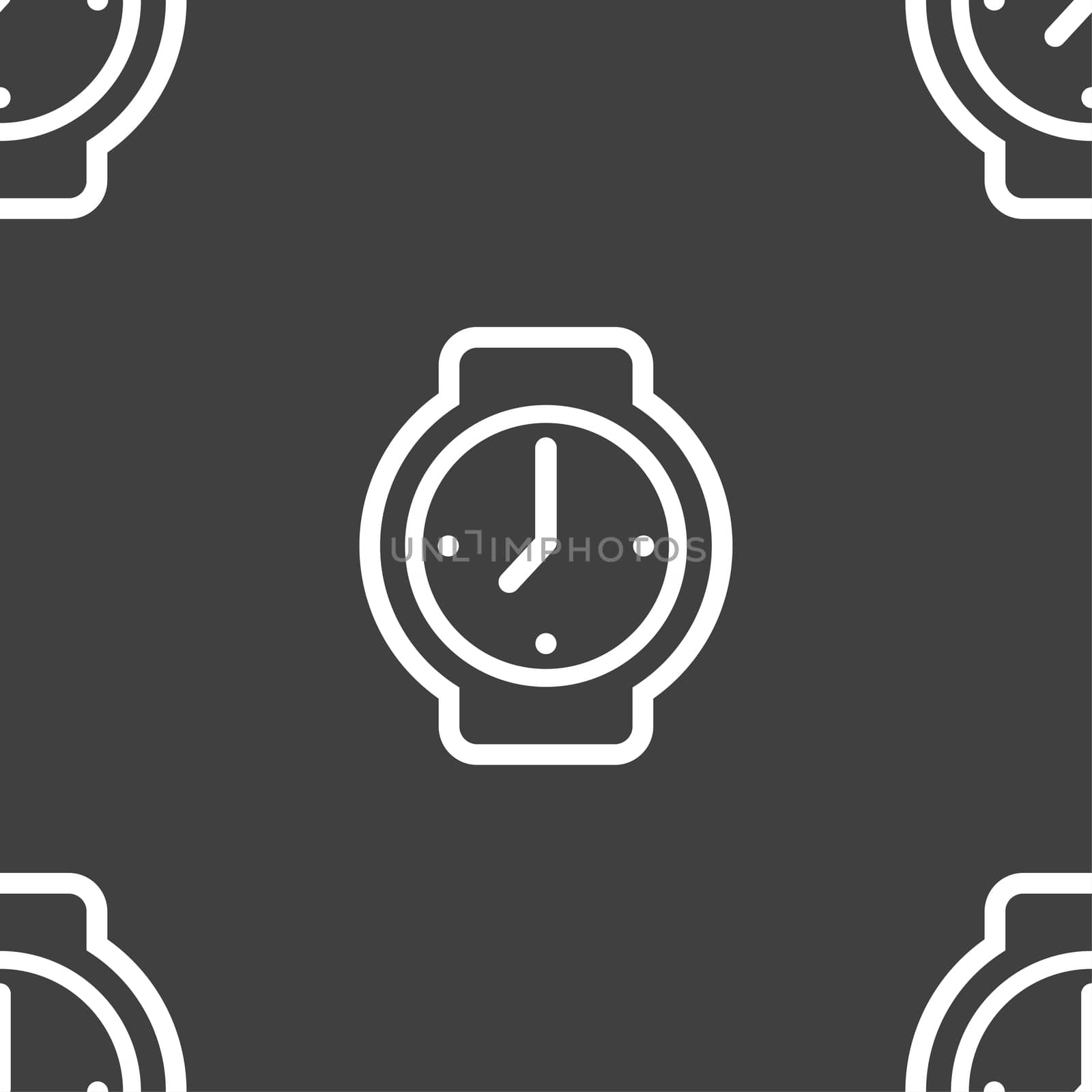 watches icon sign. Seamless pattern on a gray background. illustration