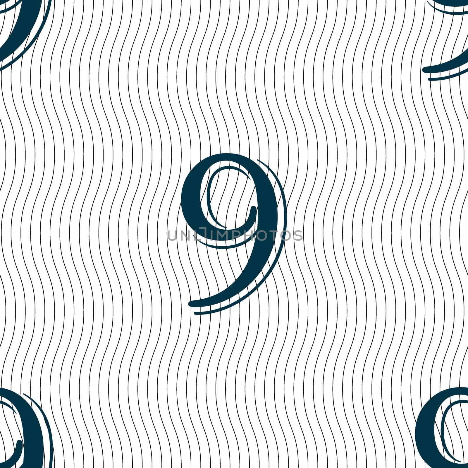 number Nine icon sign. Seamless pattern with geometric texture. illustration