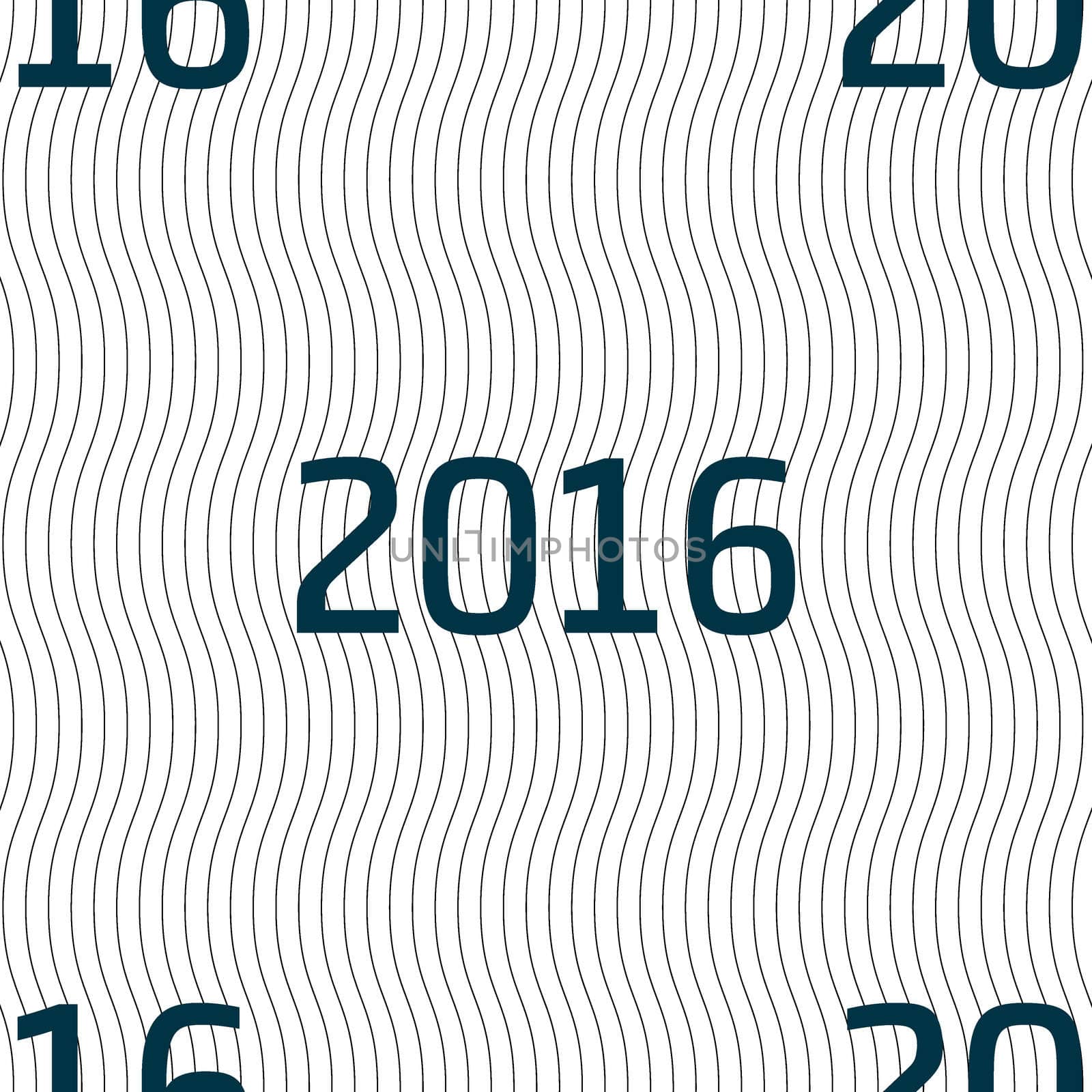 Happy new year 2016 sign icon. Calendar date. Seamless pattern with geometric texture. illustration