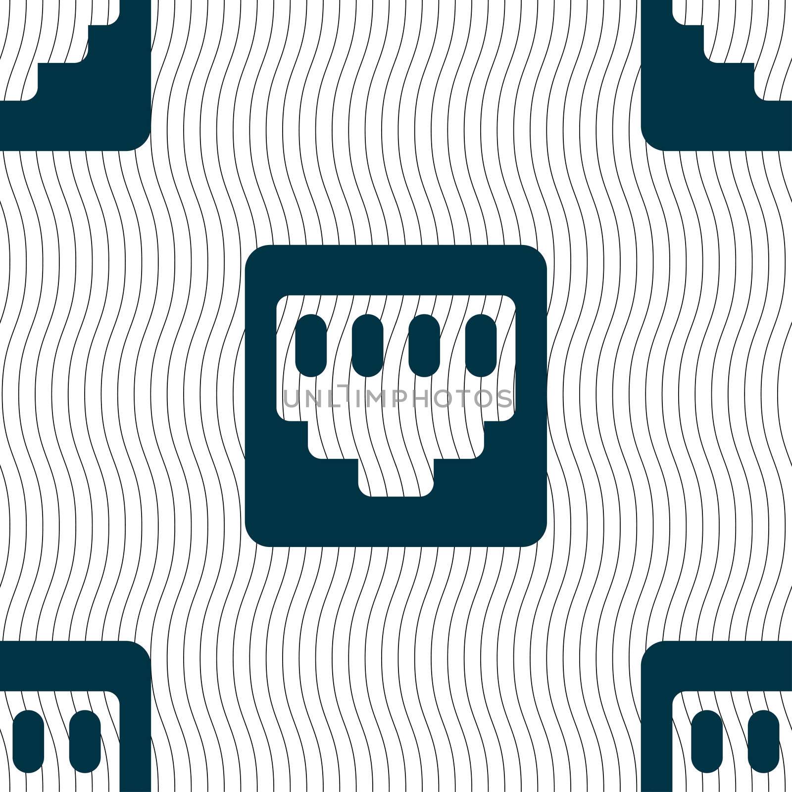 cable rj45, Patch Cord icon sign. Seamless pattern with geometric texture. illustration