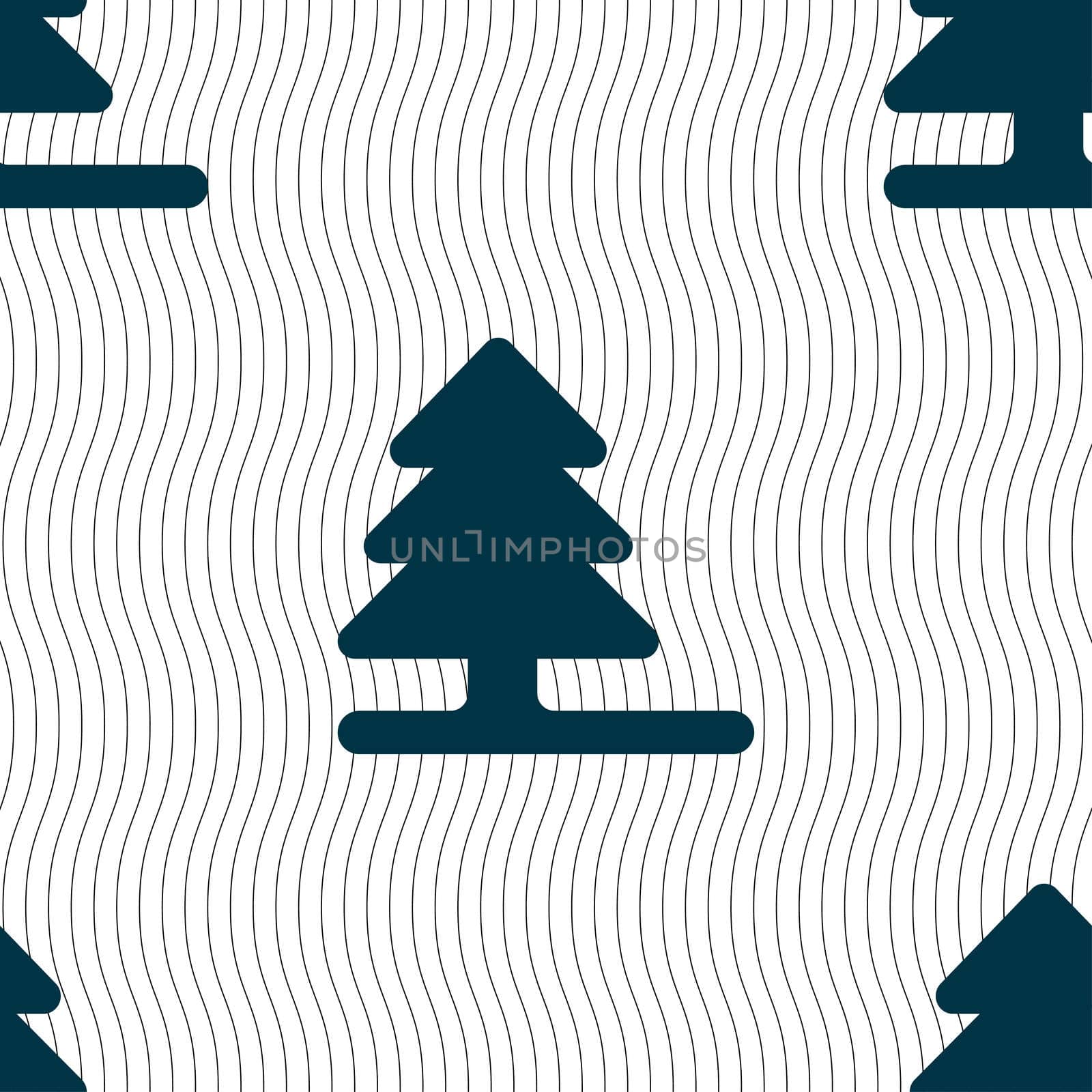 Christmas tree icon sign. Seamless pattern with geometric texture. illustration