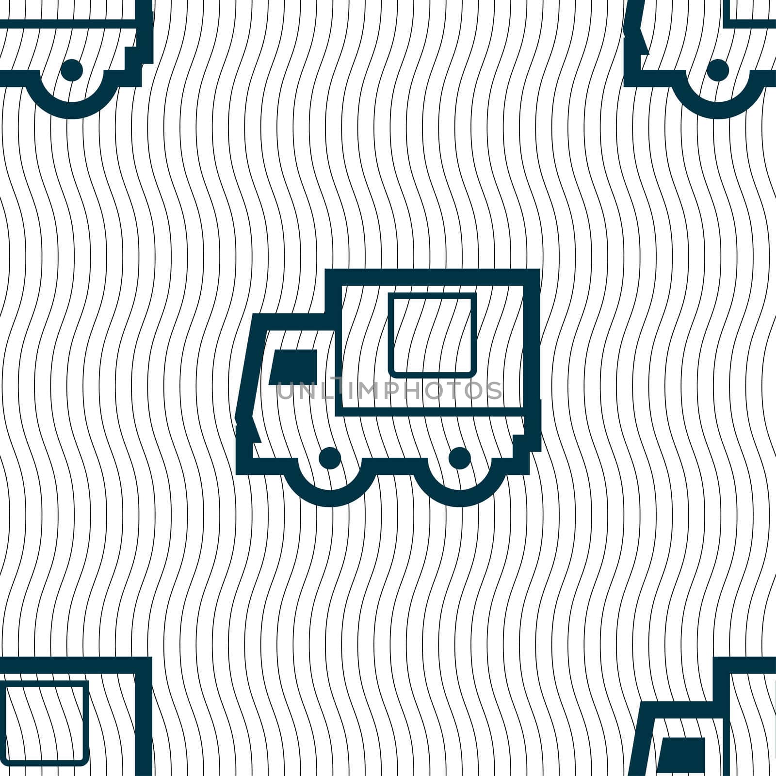 Delivery truck icon sign. Seamless pattern with geometric texture. illustration