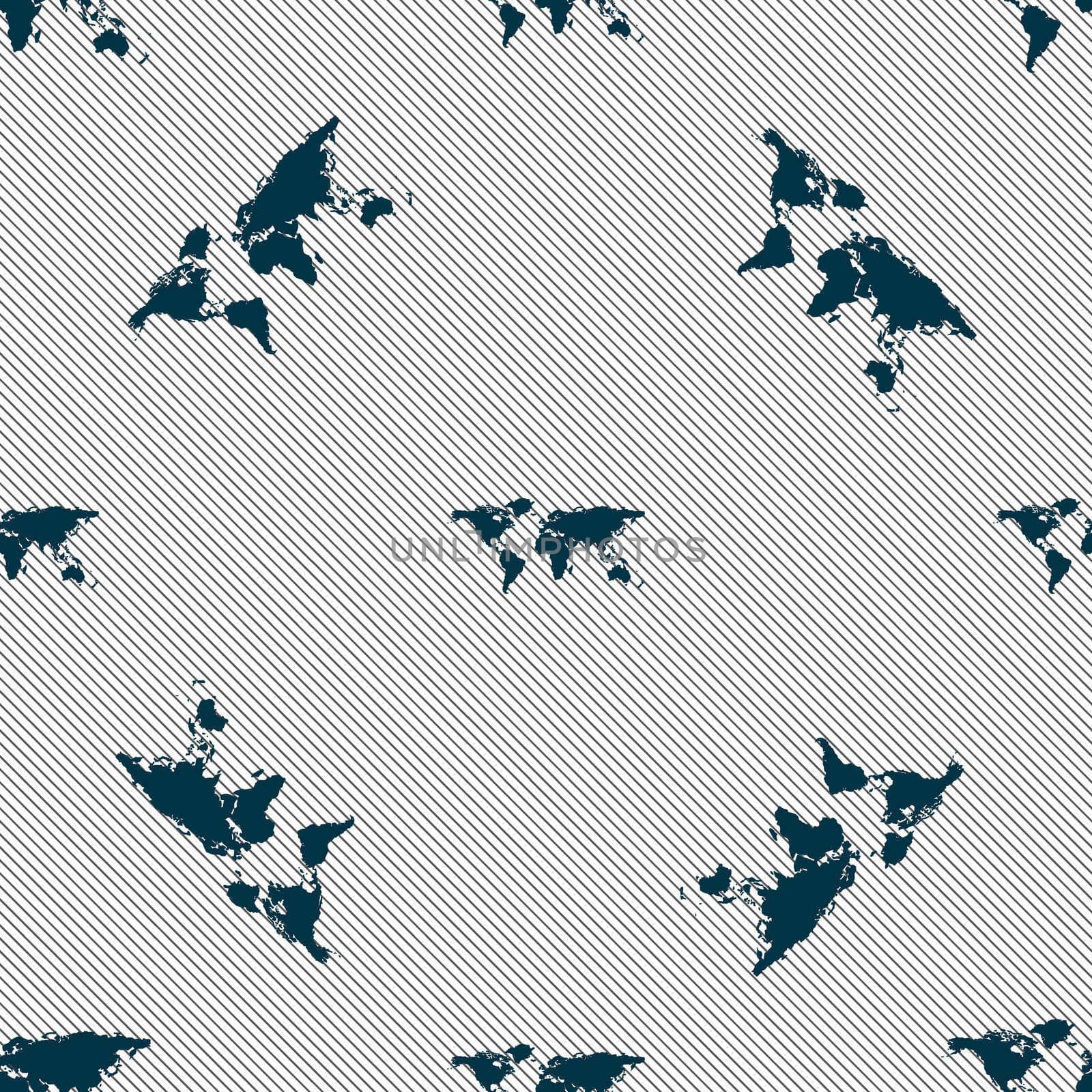 Globe sign icon. World map geography symbol. Seamless pattern with geometric texture. illustration