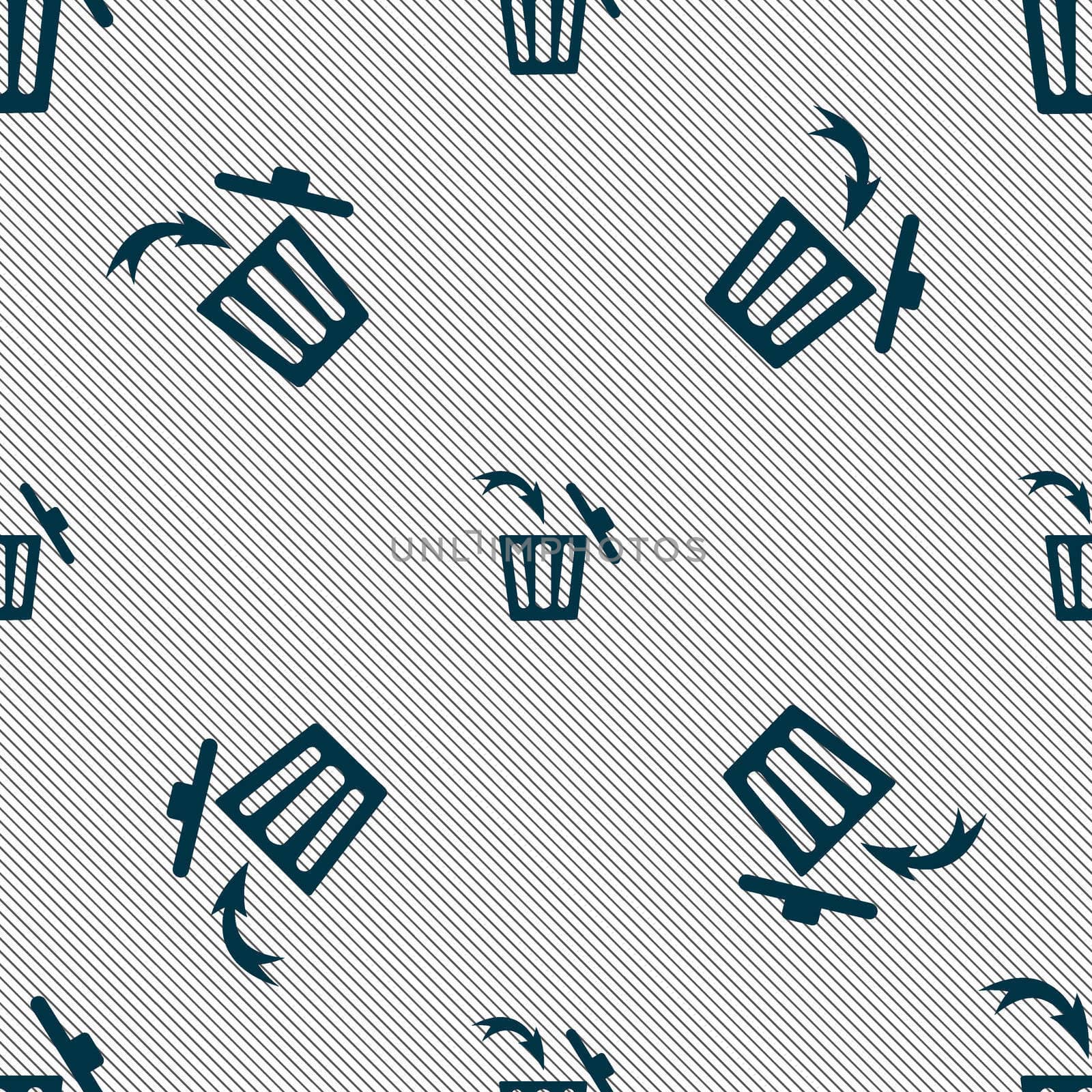Recycle bin sign icon. Seamless pattern with geometric texture. illustration