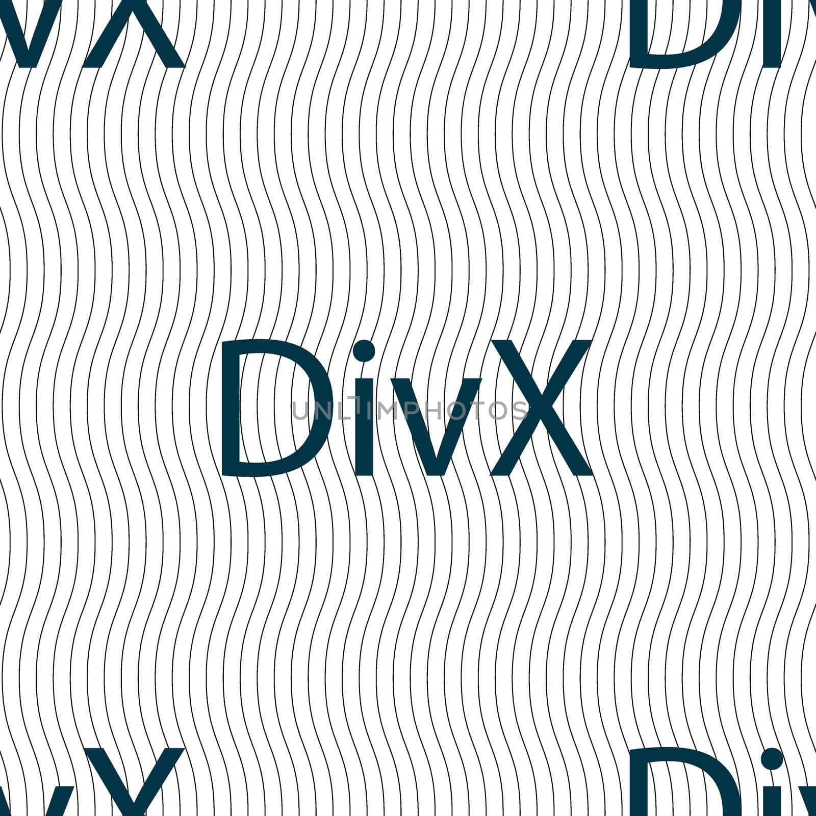 DivX video format sign icon. symbol. Seamless pattern with geometric texture. illustration