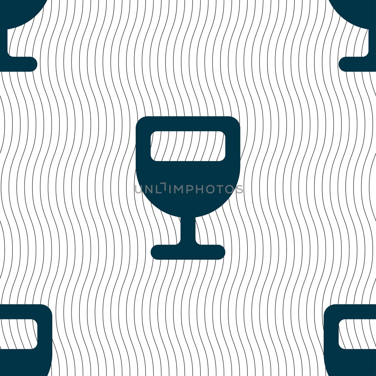 Wine glass, Alcohol drink icon sign. Seamless pattern with geometric texture. illustration