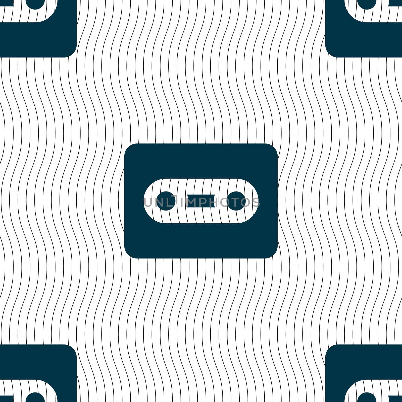 Cassette icon sign. Seamless pattern with geometric texture. illustration