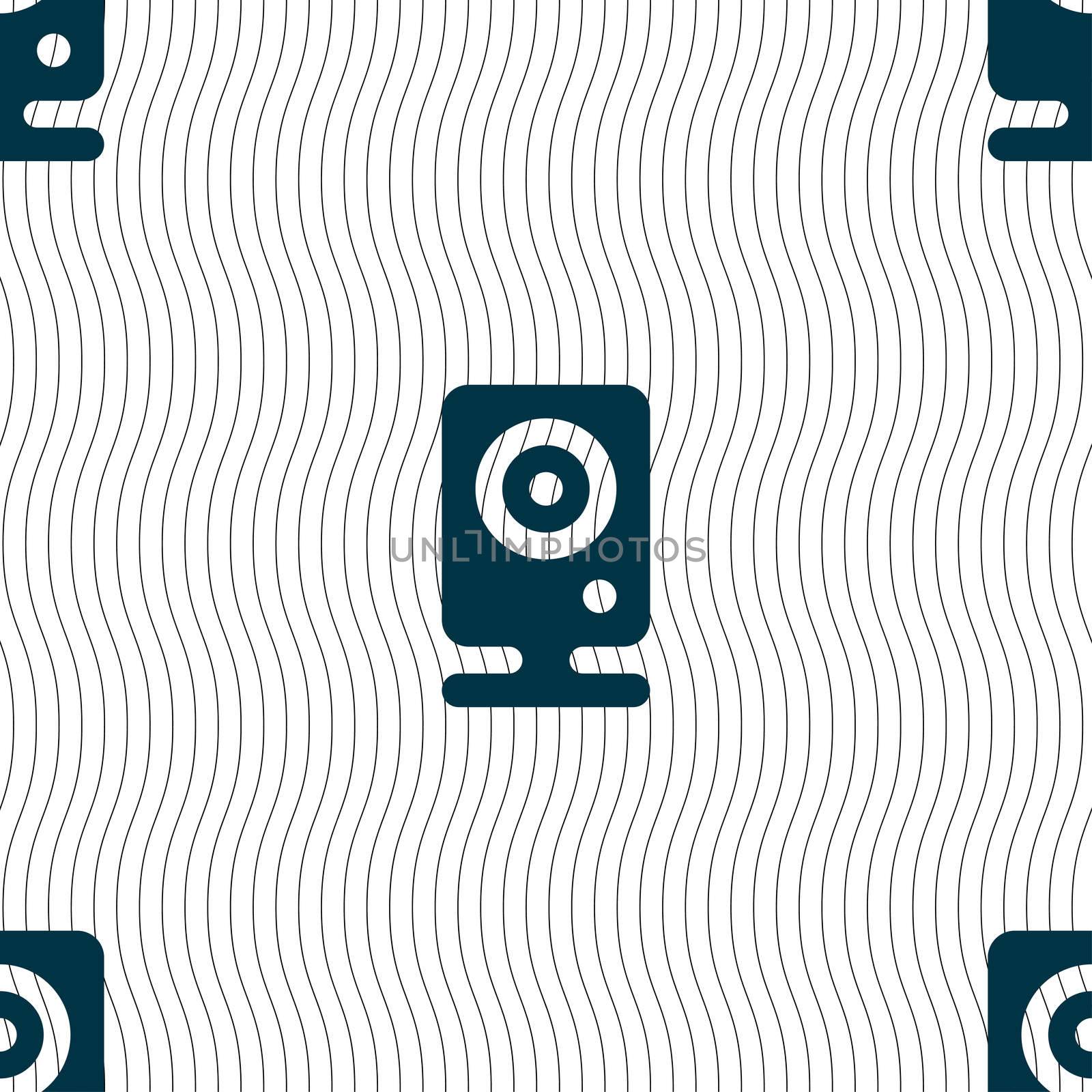 Web cam icon sign. Seamless pattern with geometric texture. illustration