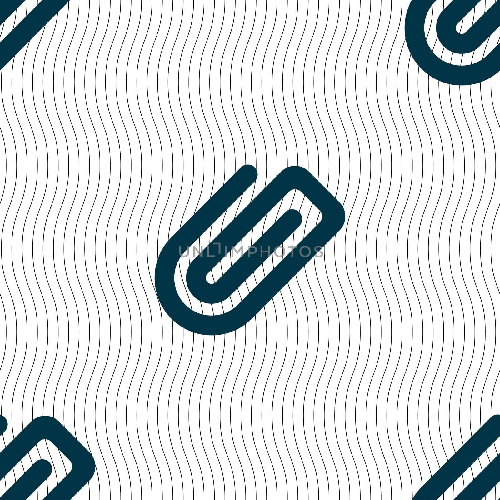 Paper Clip icon sign. Seamless pattern with geometric texture.  by serhii_lohvyniuk