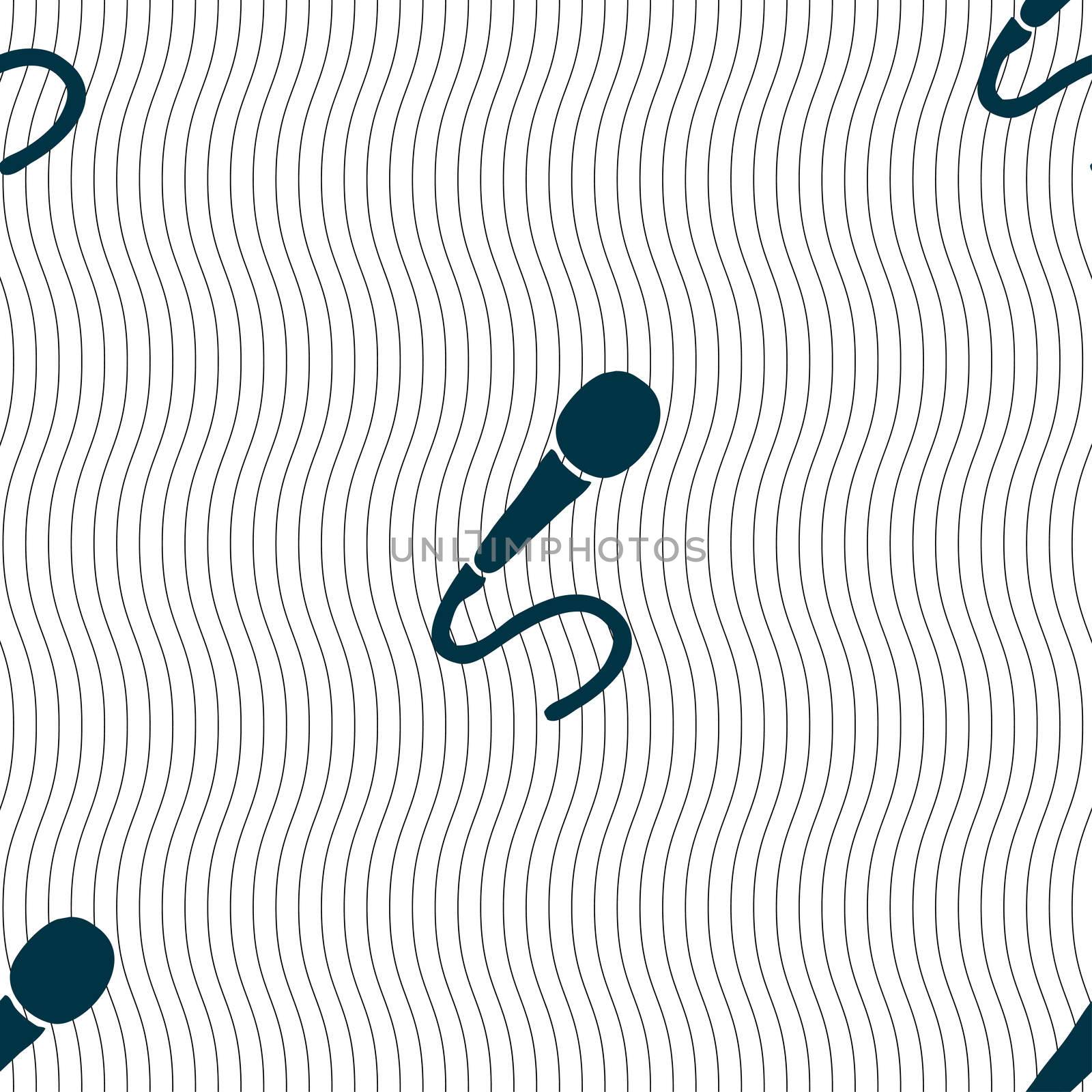 microphone icon sign. Seamless pattern with geometric texture. illustration