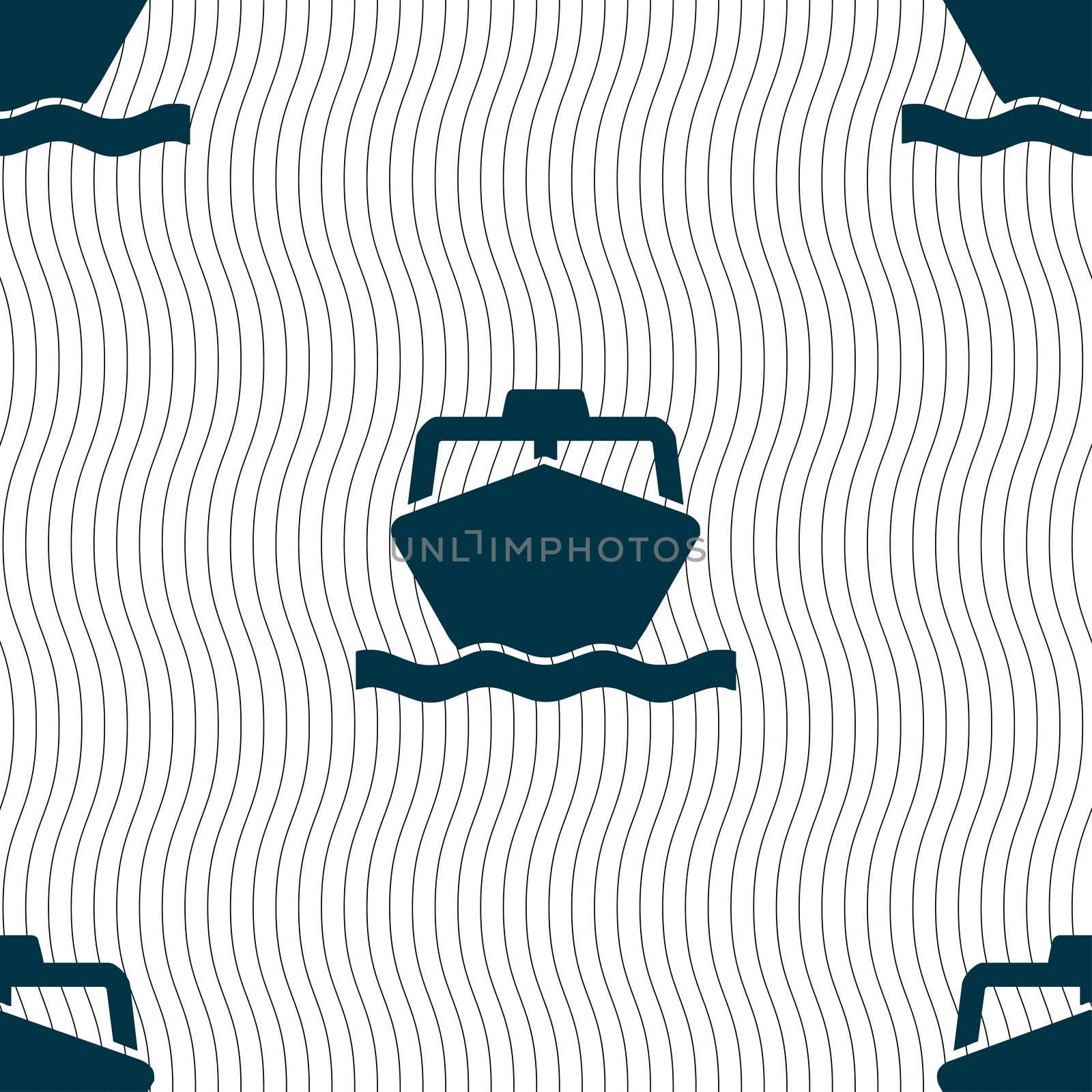 the boat icon sign. Seamless pattern with geometric texture.  by serhii_lohvyniuk