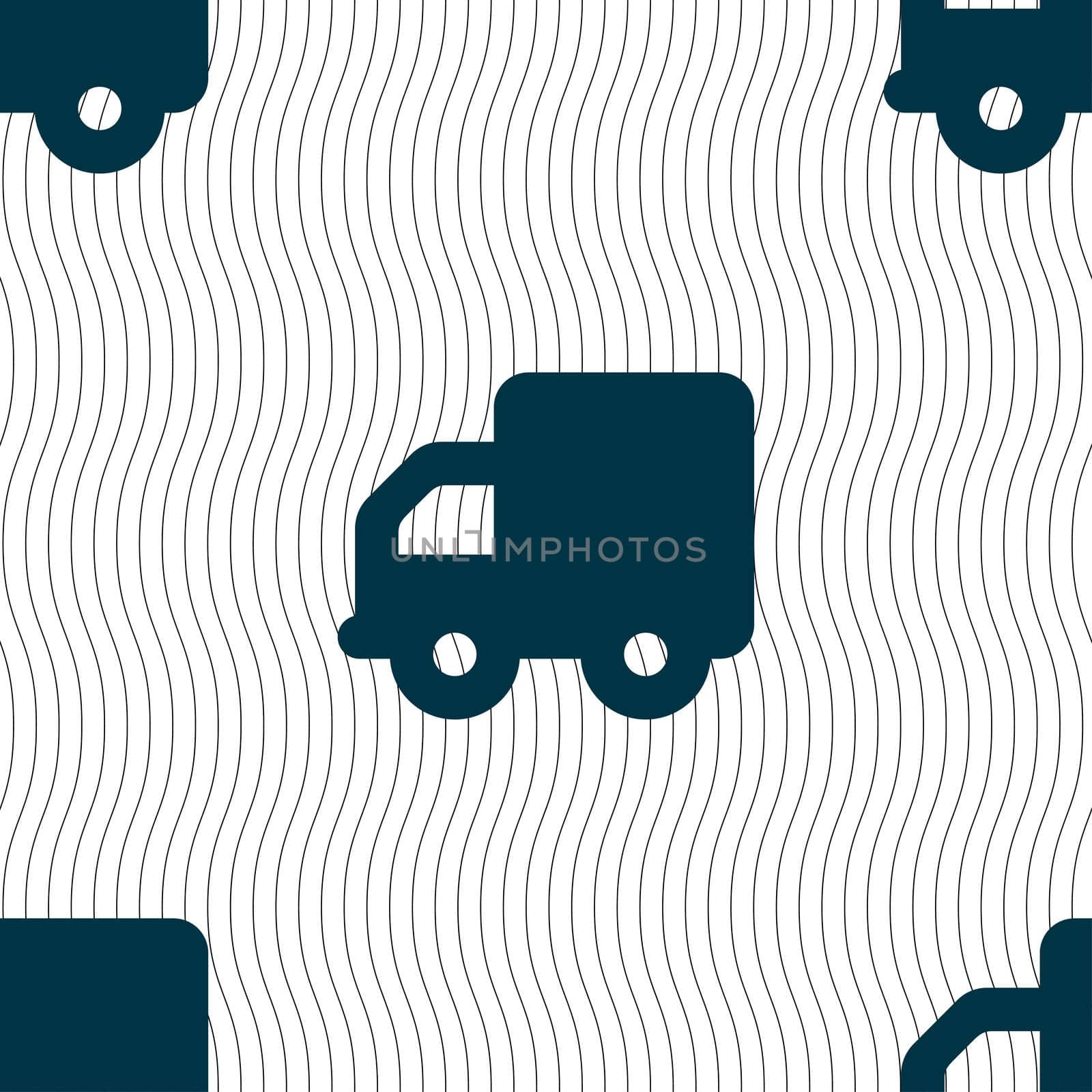 Delivery truck icon sign. Seamless pattern with geometric texture. illustration