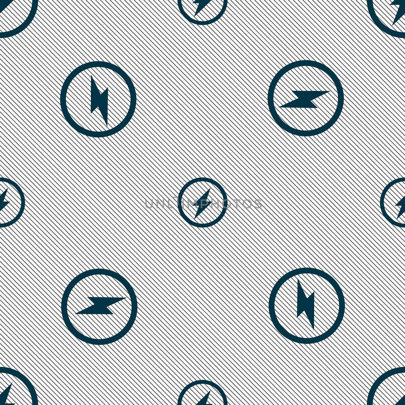 Photo flash sign icon. Lightning symbol. Seamless pattern with geometric texture.  by serhii_lohvyniuk