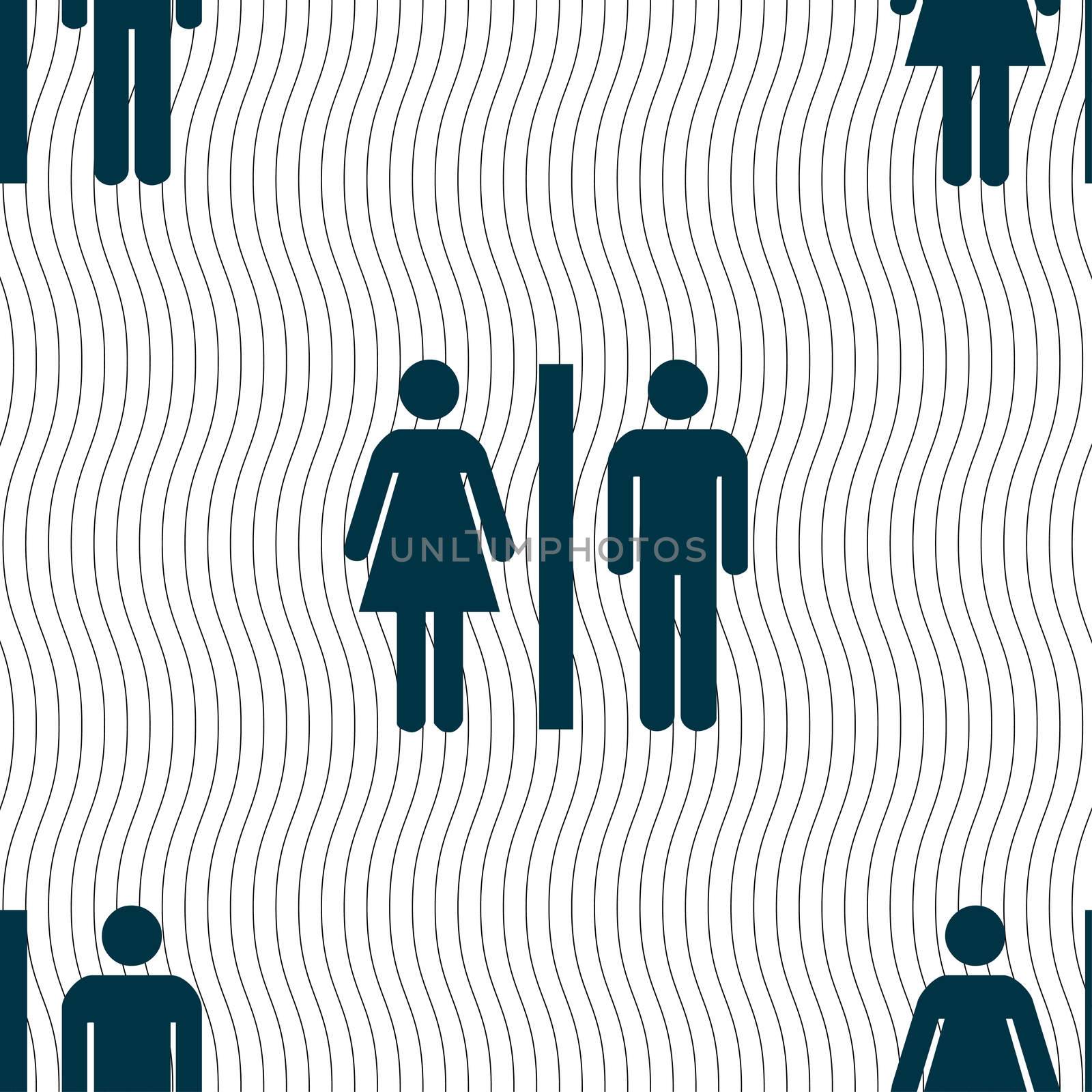 silhouette of a man and a woman icon sign. Seamless pattern with geometric texture.  by serhii_lohvyniuk