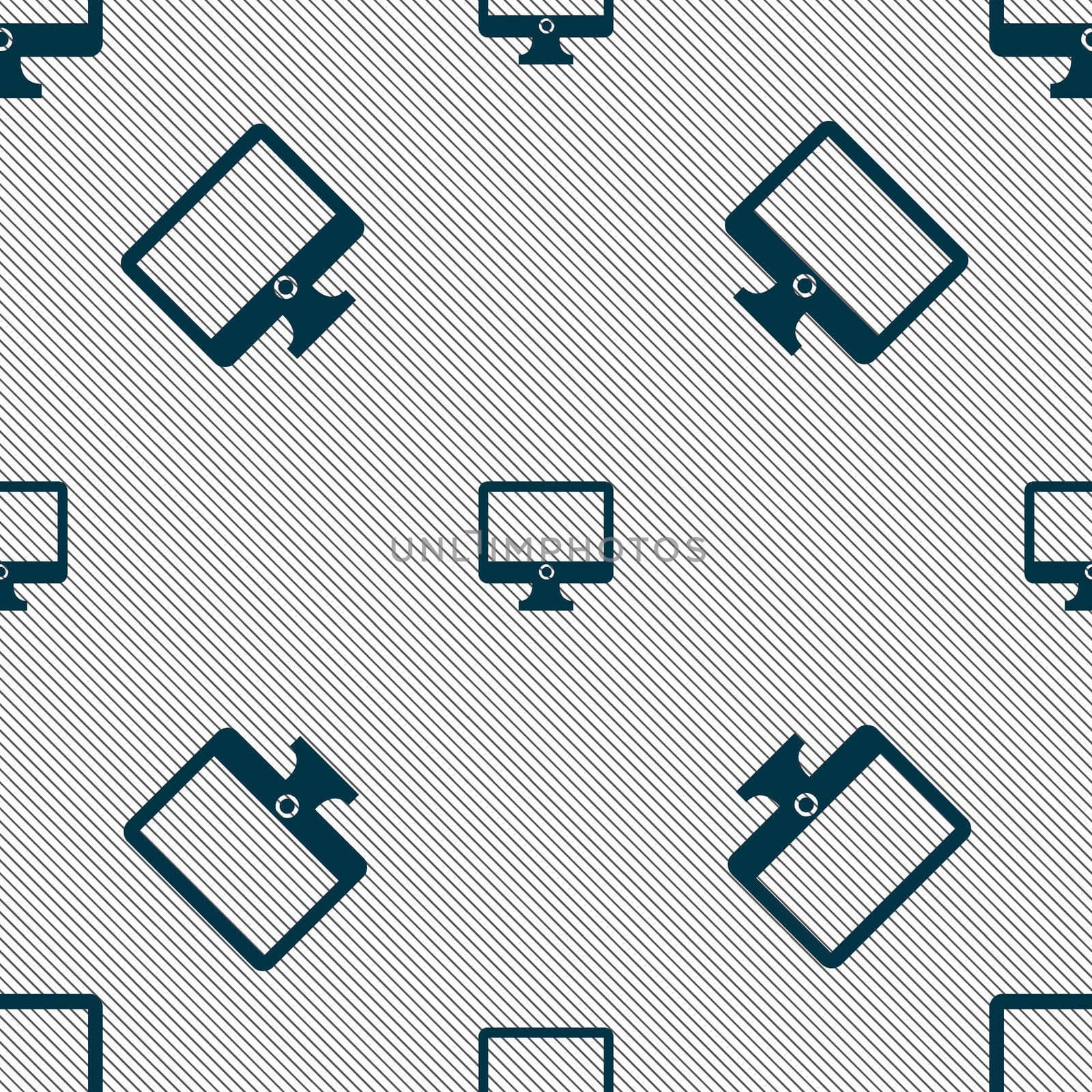 Computer widescreen monitor sign icon. Seamless pattern with geometric texture. illustration