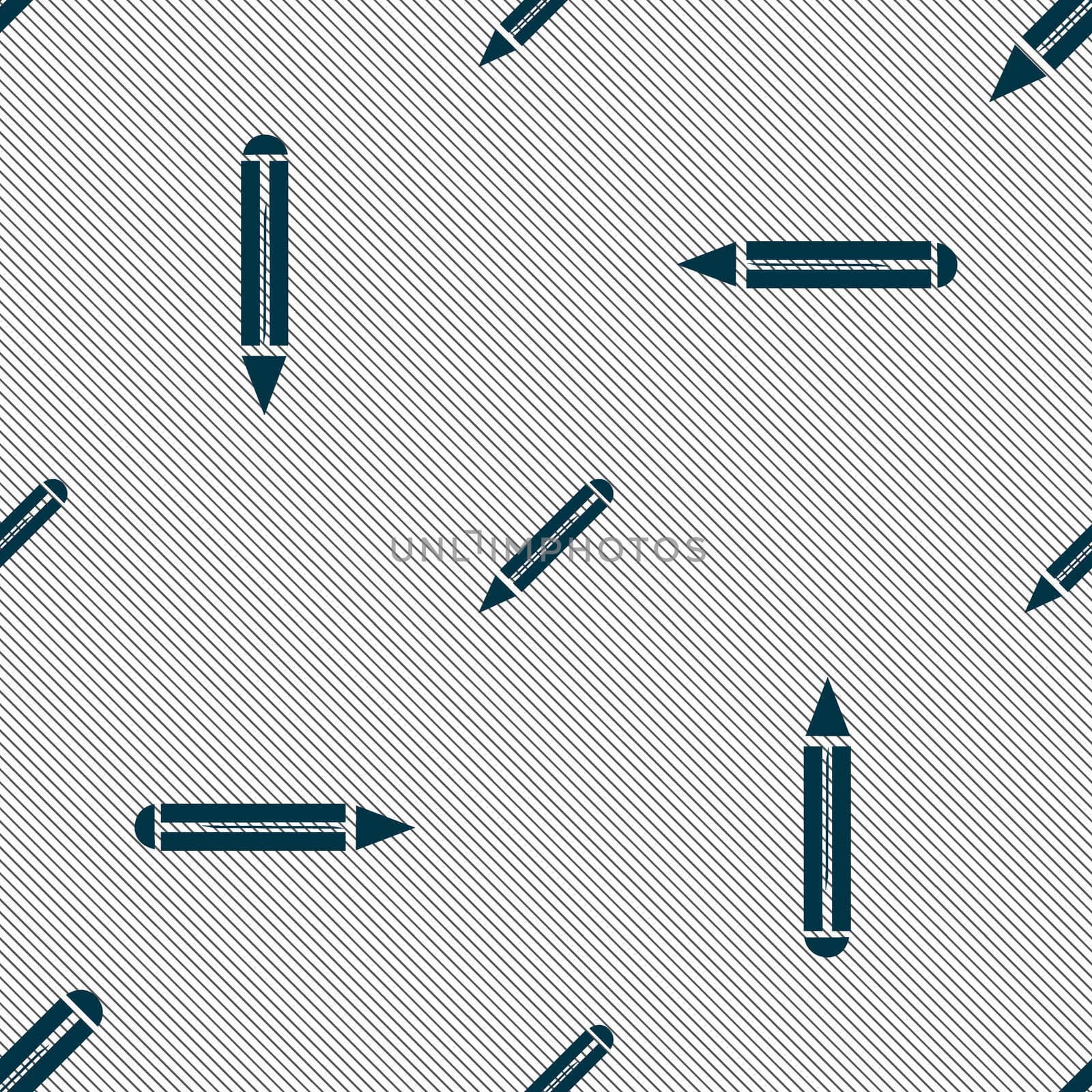 Pencil sign icon. Edit content button. Seamless pattern with geometric texture.  by serhii_lohvyniuk