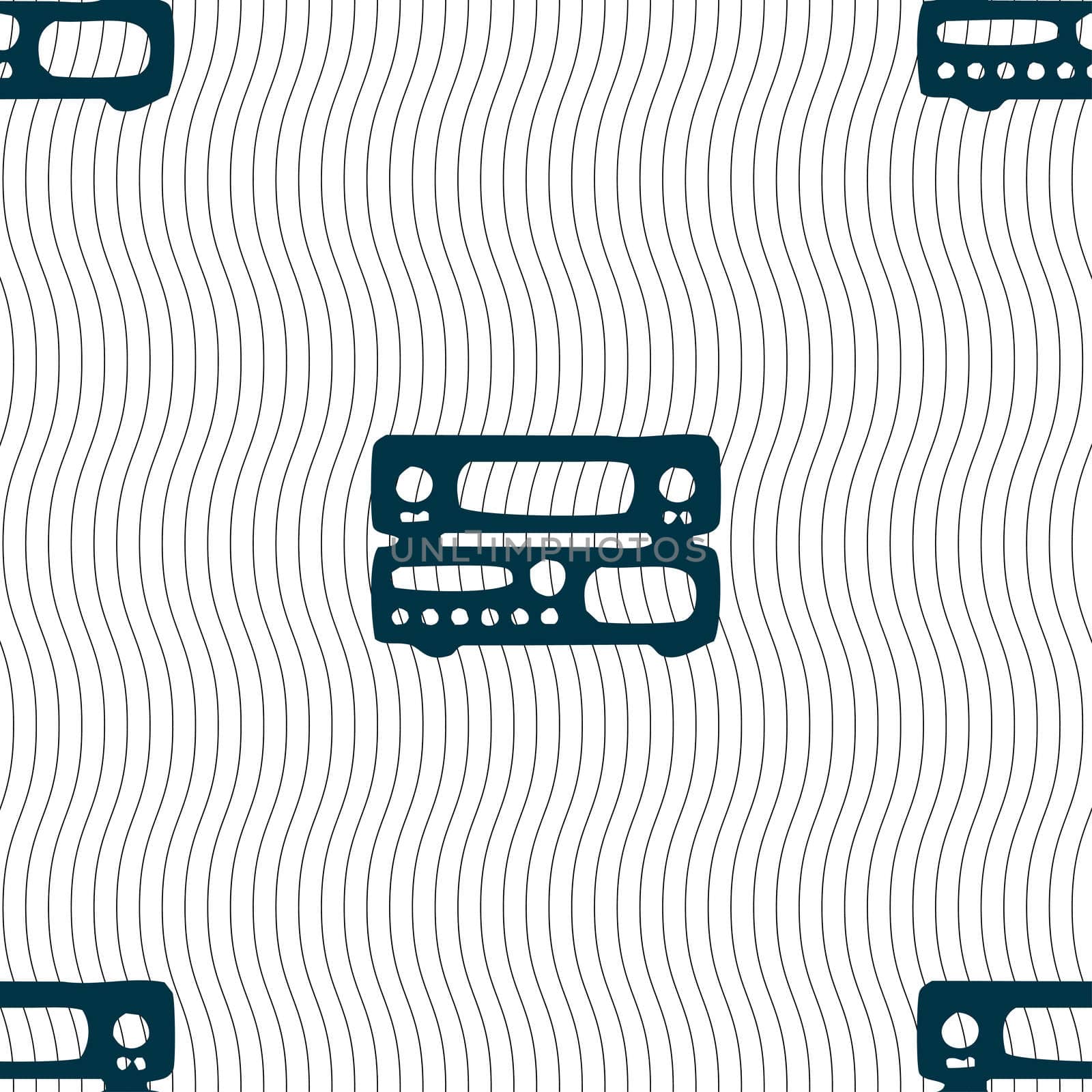 radio, receiver, amplifier icon sign. Seamless pattern with geometric texture. illustration