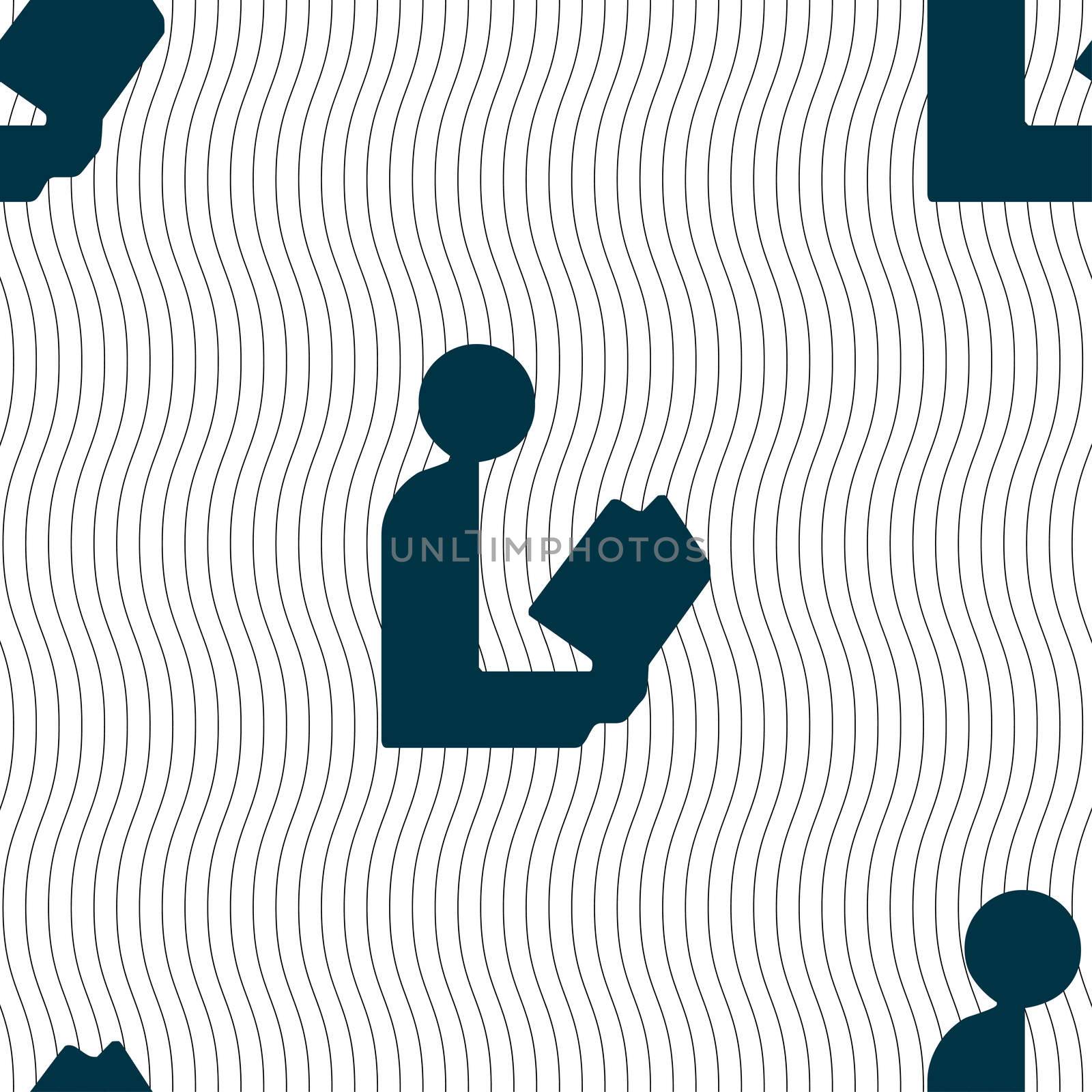 read a book icon sign. Seamless pattern with geometric texture. illustration