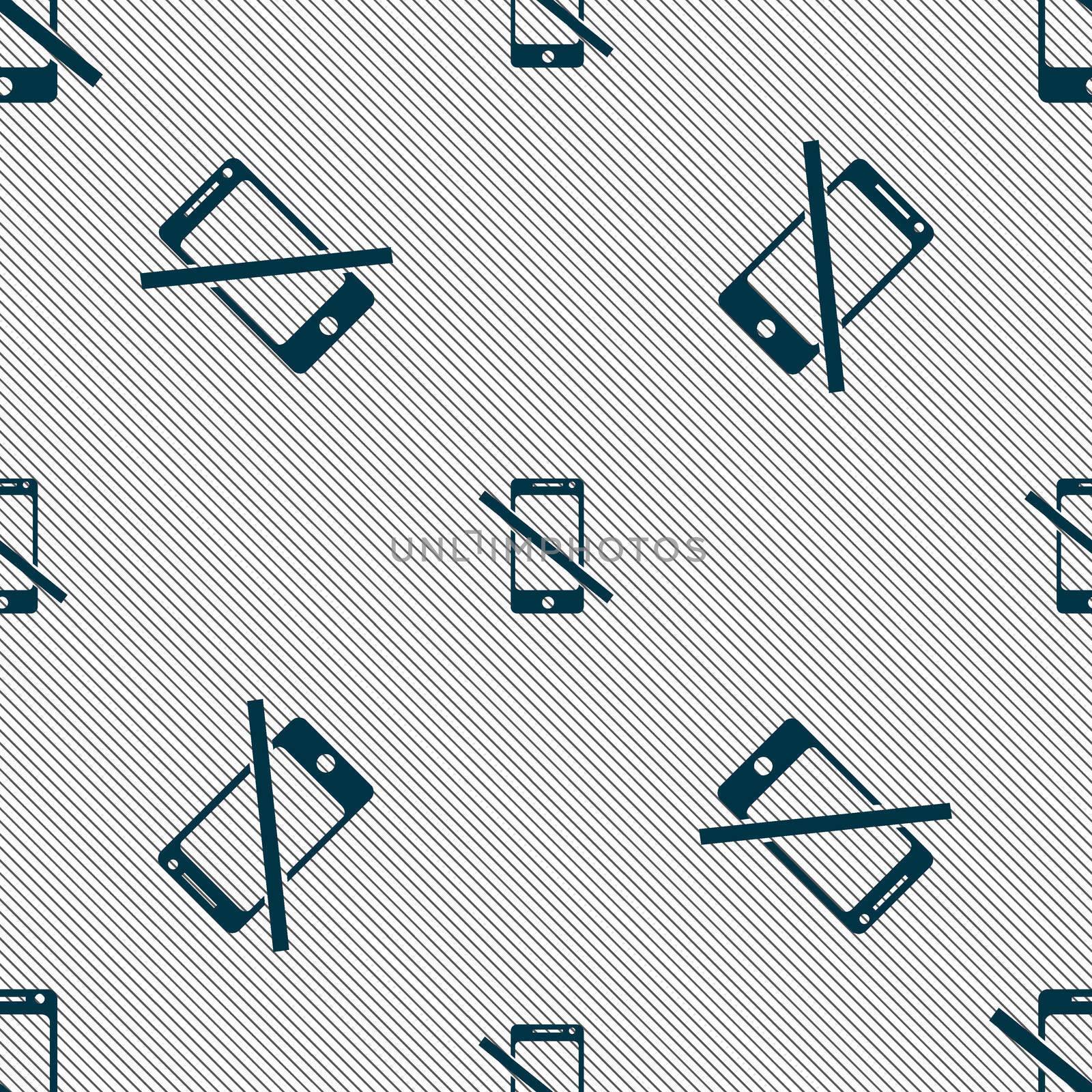 Do not call. Smartphone signs icon. Support symbol. Seamless pattern with geometric texture. illustration