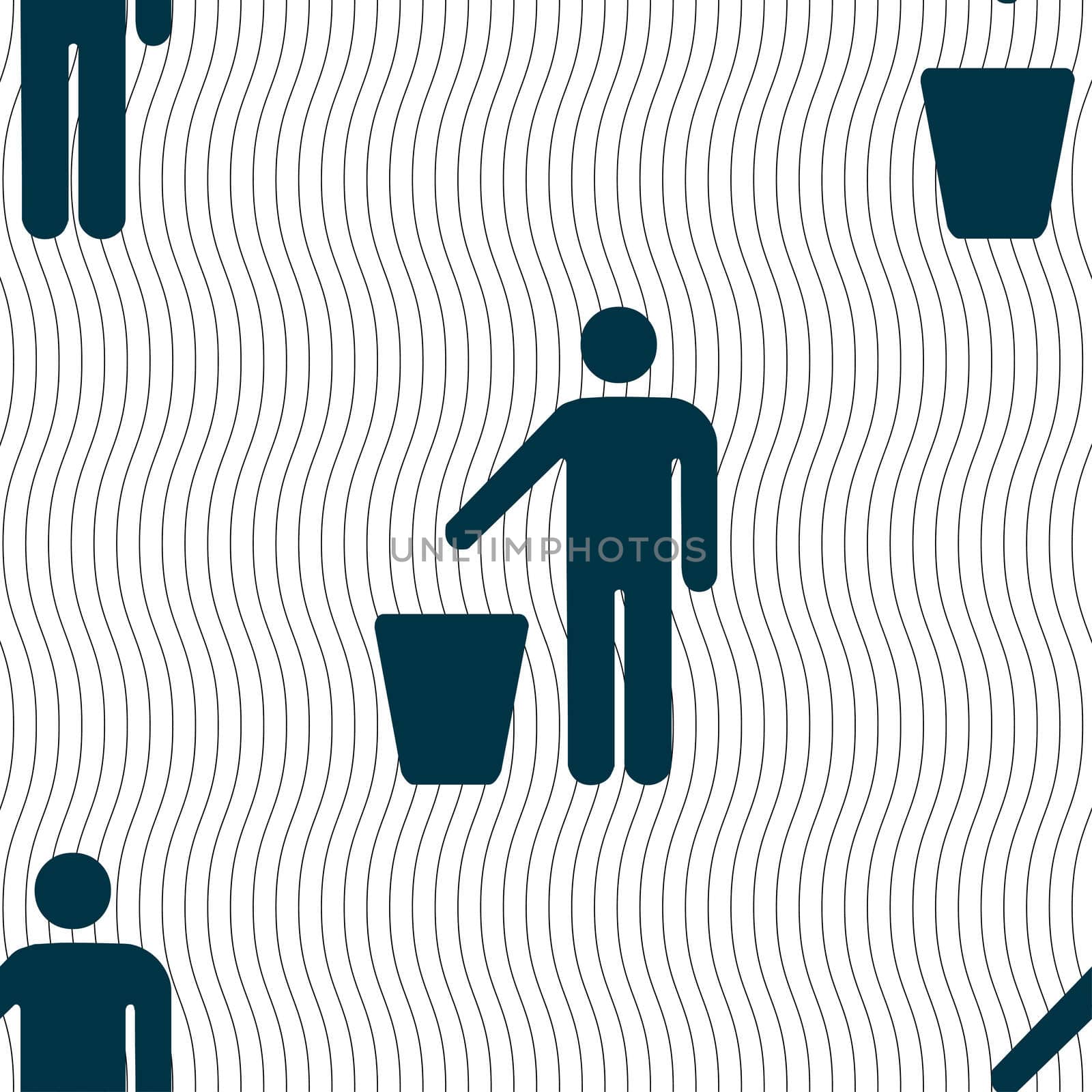 throw away the trash icon sign. Seamless pattern with geometric texture. illustration