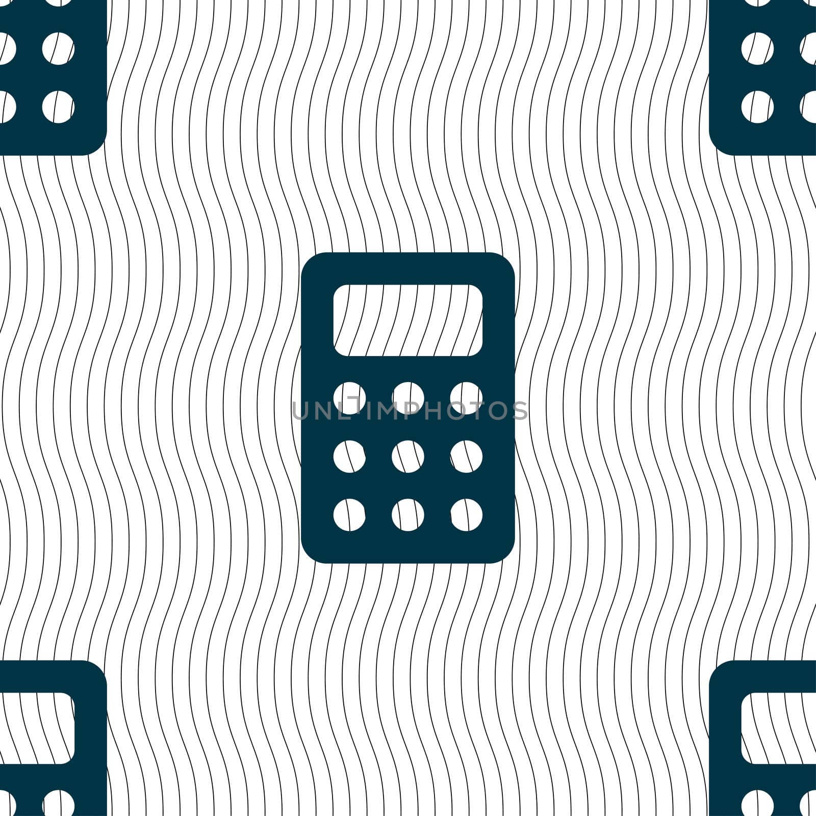 Calculator, Bookkeeping icon sign. Seamless pattern with geometric texture. illustration