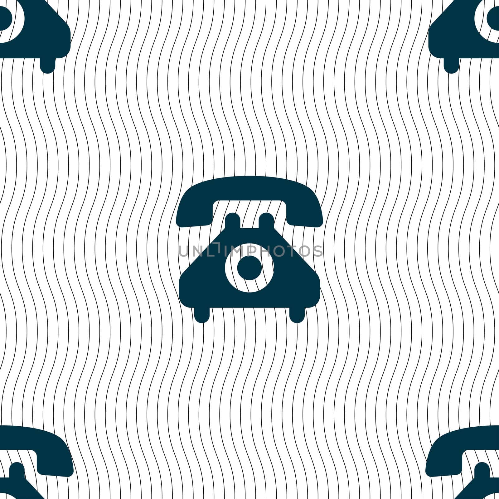 retro telephone handset icon sign. Seamless pattern with geometric texture.  by serhii_lohvyniuk