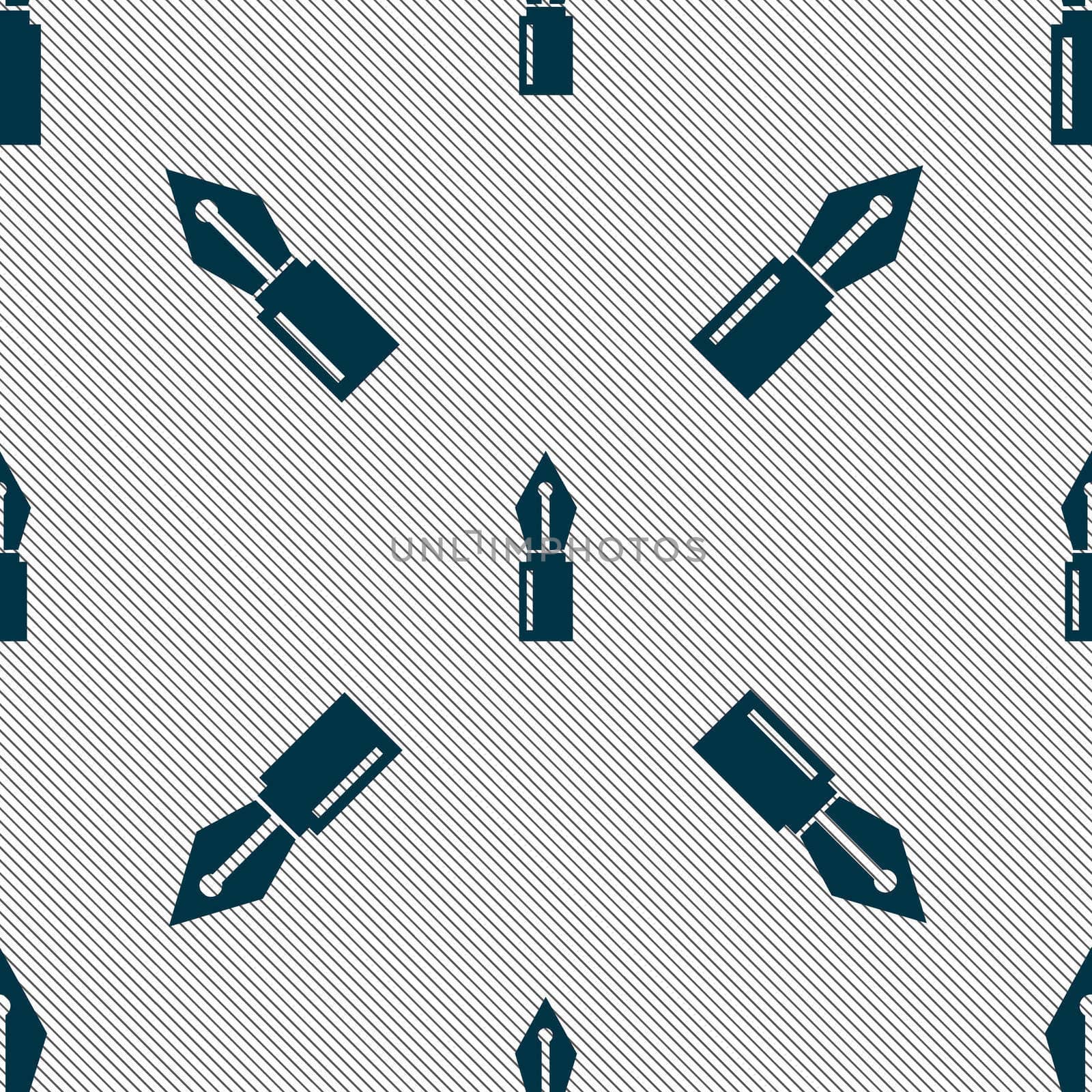 Pen sign icon. Edit content button. Seamless pattern with geometric texture.  by serhii_lohvyniuk
