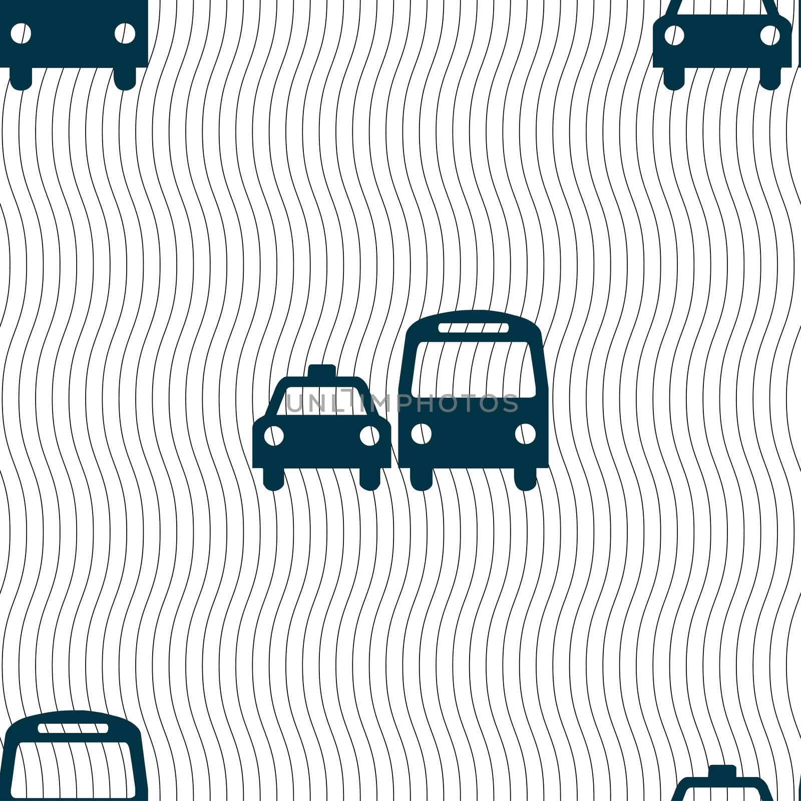 taxi icon sign. Seamless pattern with geometric texture. illustration