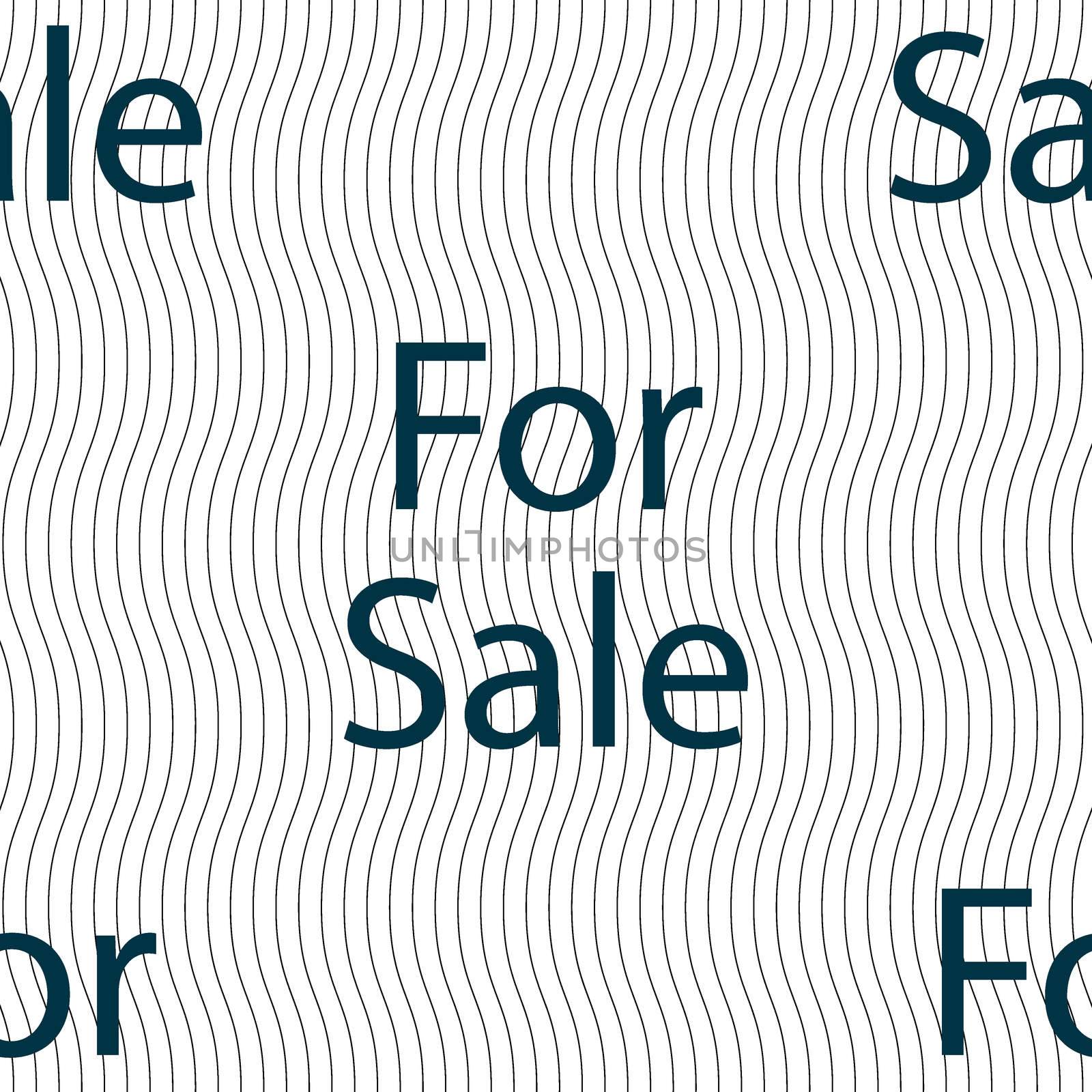 For sale sign icon. Real estate selling. Seamless pattern with geometric texture. illustration