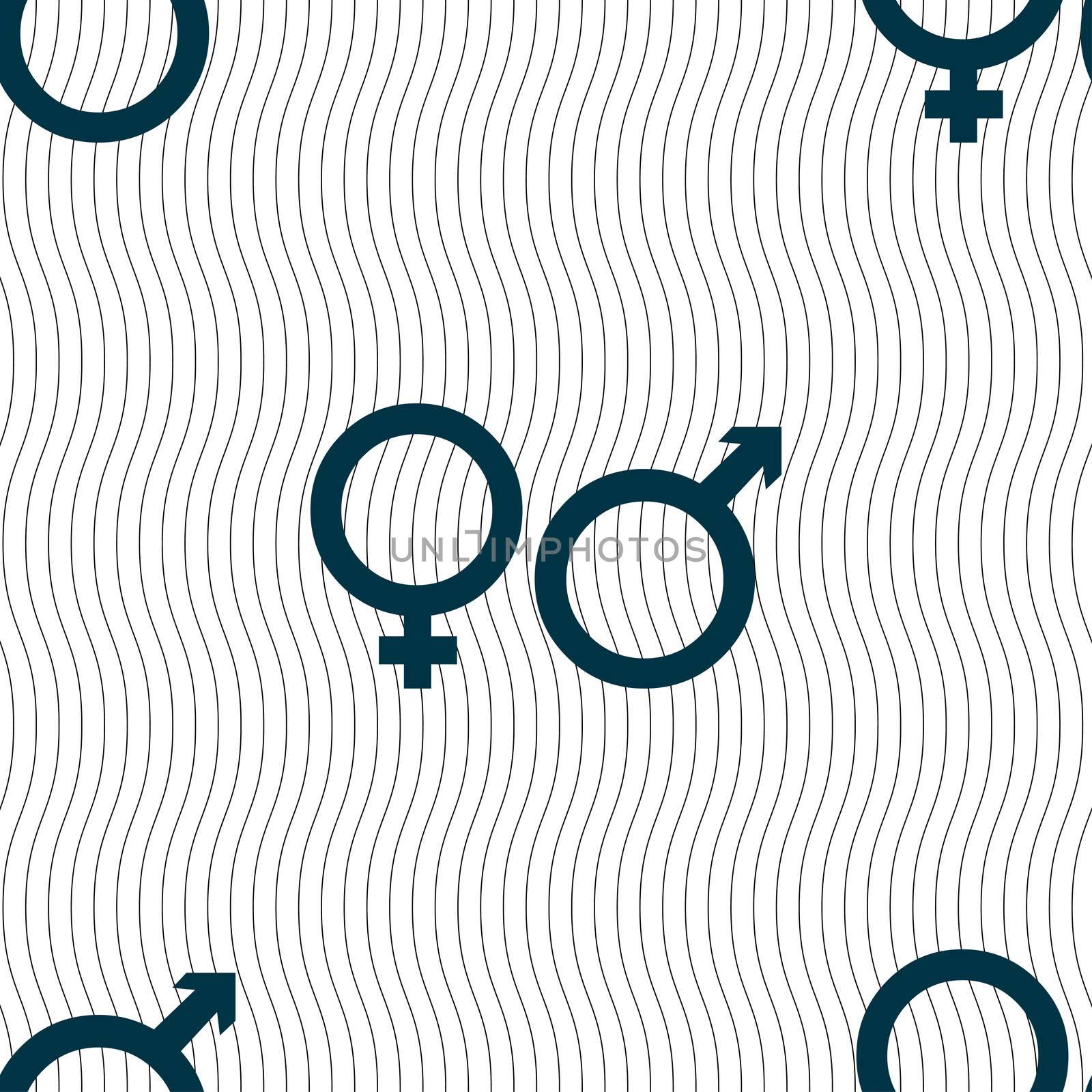 male and female icon sign. Seamless pattern with geometric texture. illustration