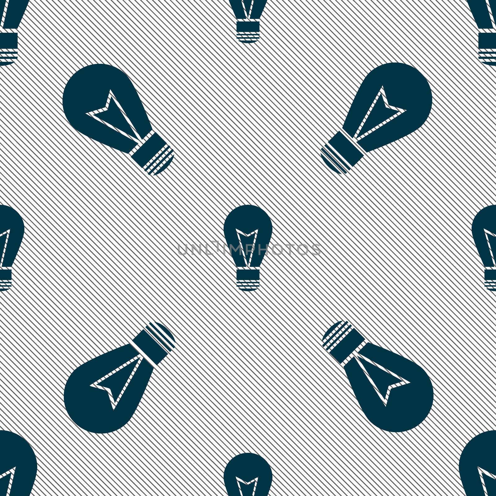 Light lamp sign icon. Idea symbol. Lightis on. Seamless pattern with geometric texture.  by serhii_lohvyniuk