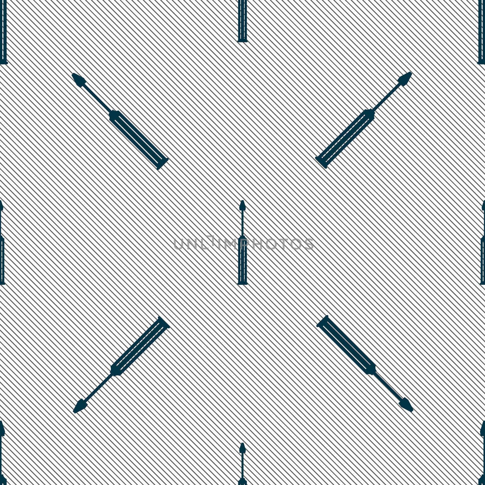 Screwdriver tool sign icon. Fix it symbol. Repair sig. Seamless pattern with geometric texture. illustration