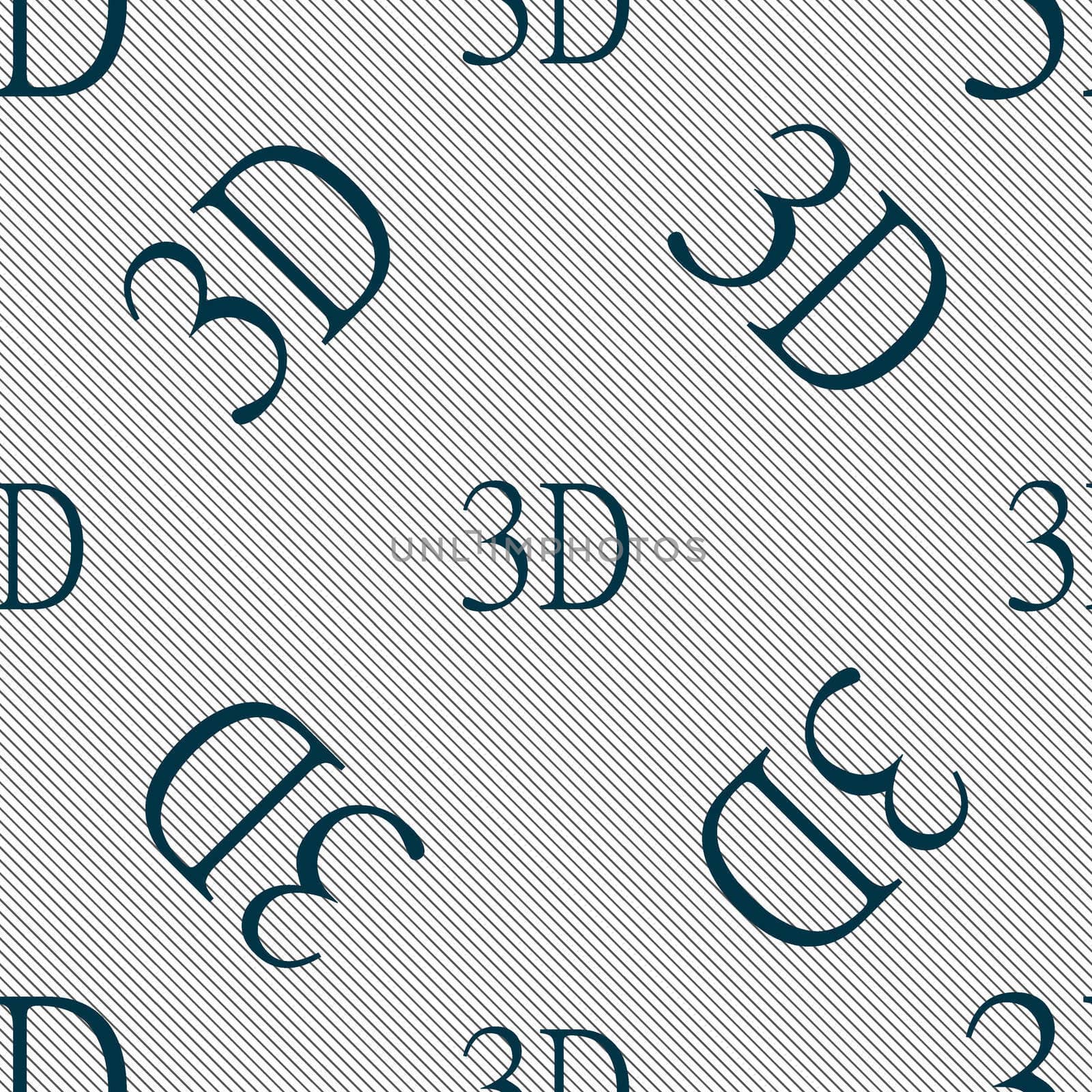 3D sign icon. 3D New technology symbol. Seamless pattern with geometric texture. illustration