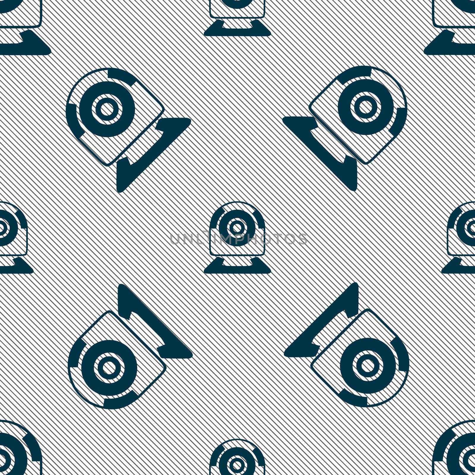 Webcam sign icon. Web video chat symbol. Camera chat. Seamless pattern with geometric texture.  by serhii_lohvyniuk