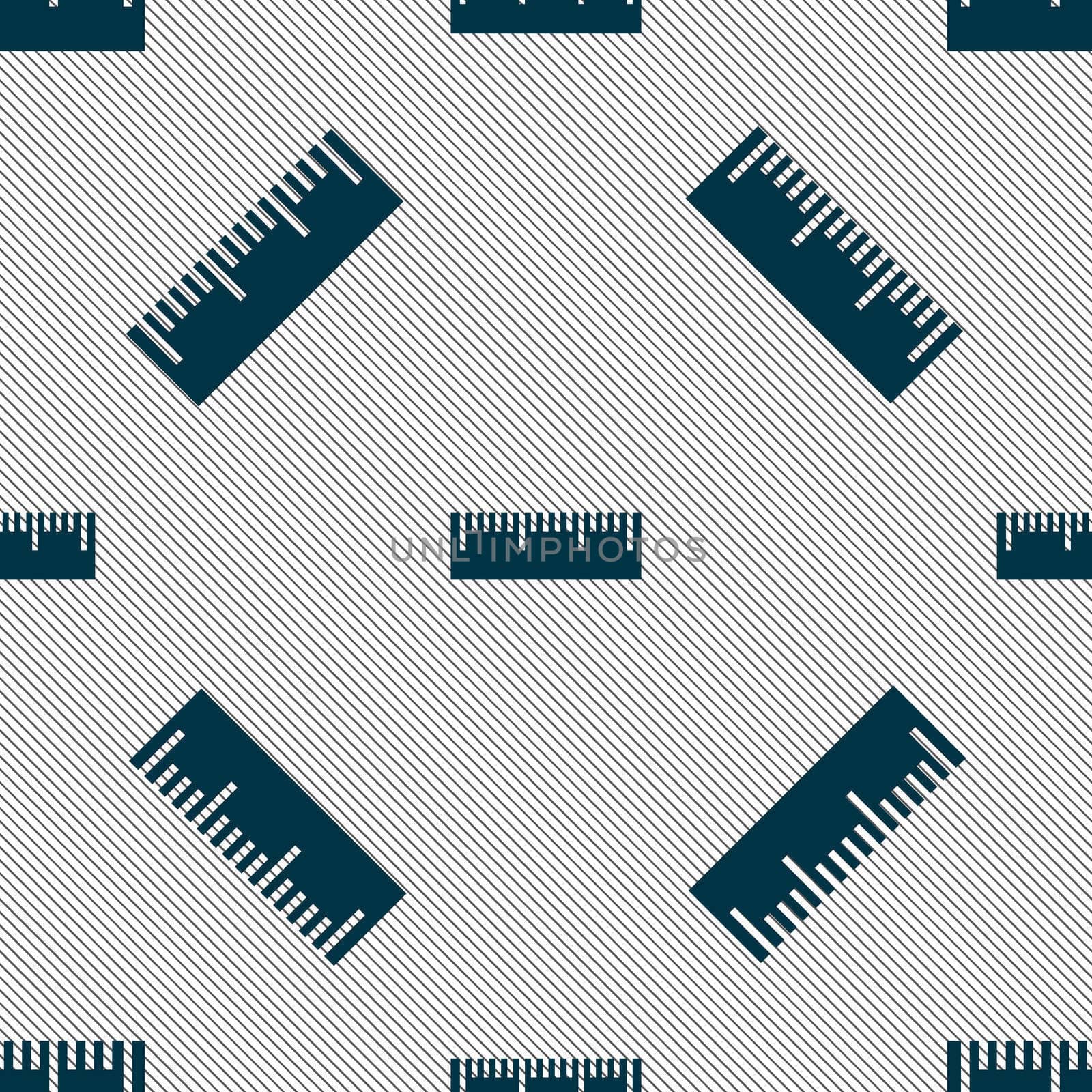 Ruler sign icon. School tool symbol. Seamless pattern with geometric texture. illustration