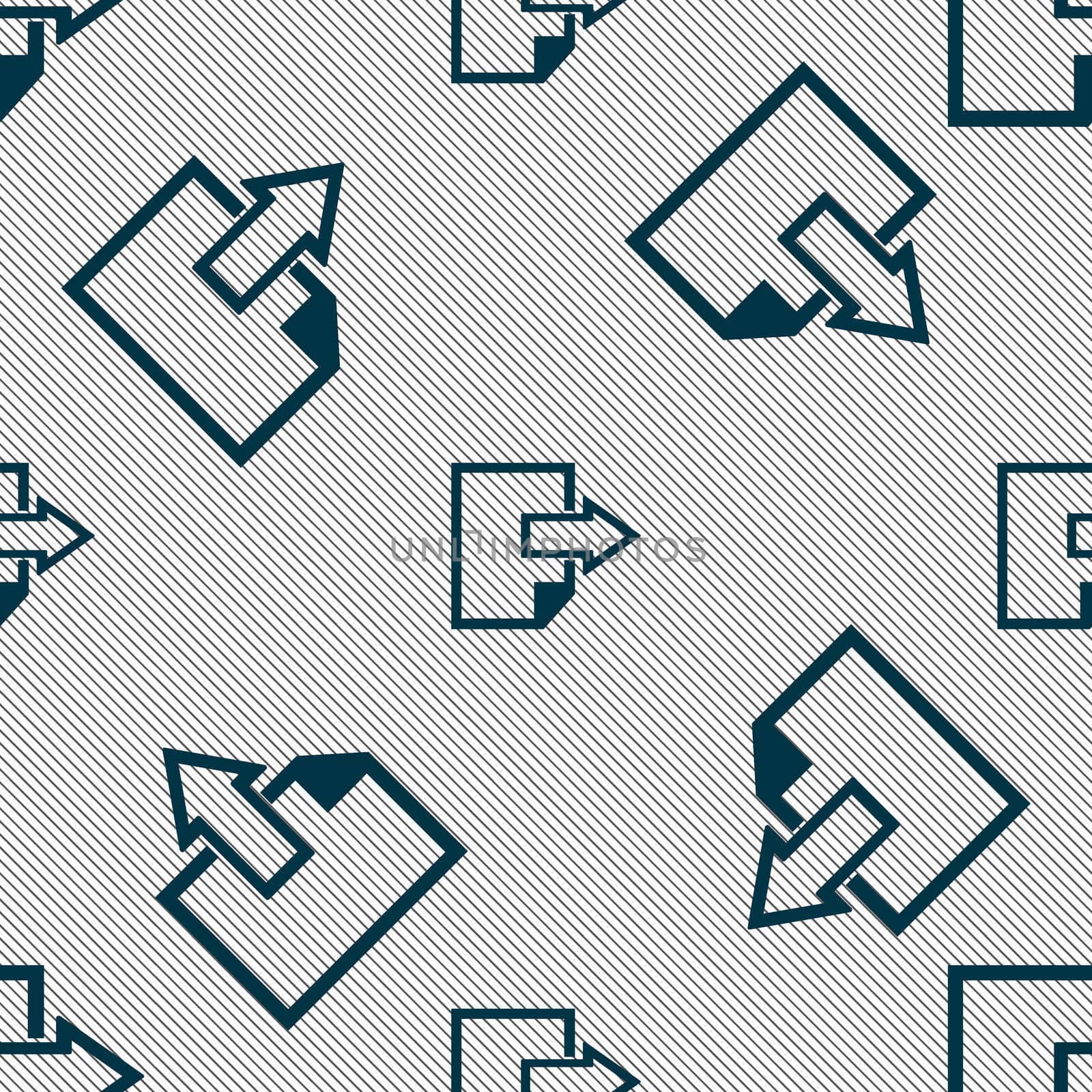 Export file icon. File document symbol. Seamless pattern with geometric texture. illustration