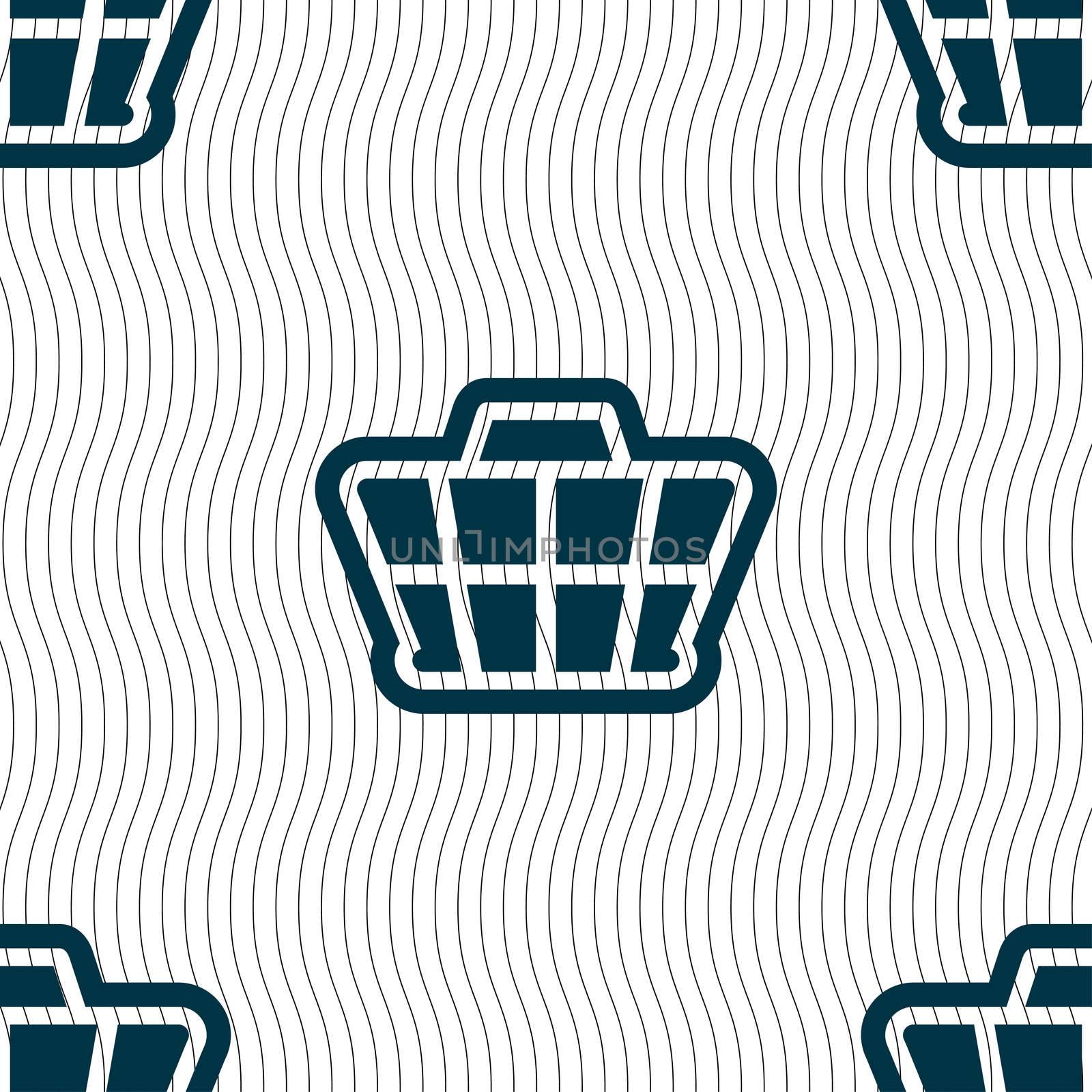 Shopping Cart icon sign. Seamless pattern with geometric texture. illustration