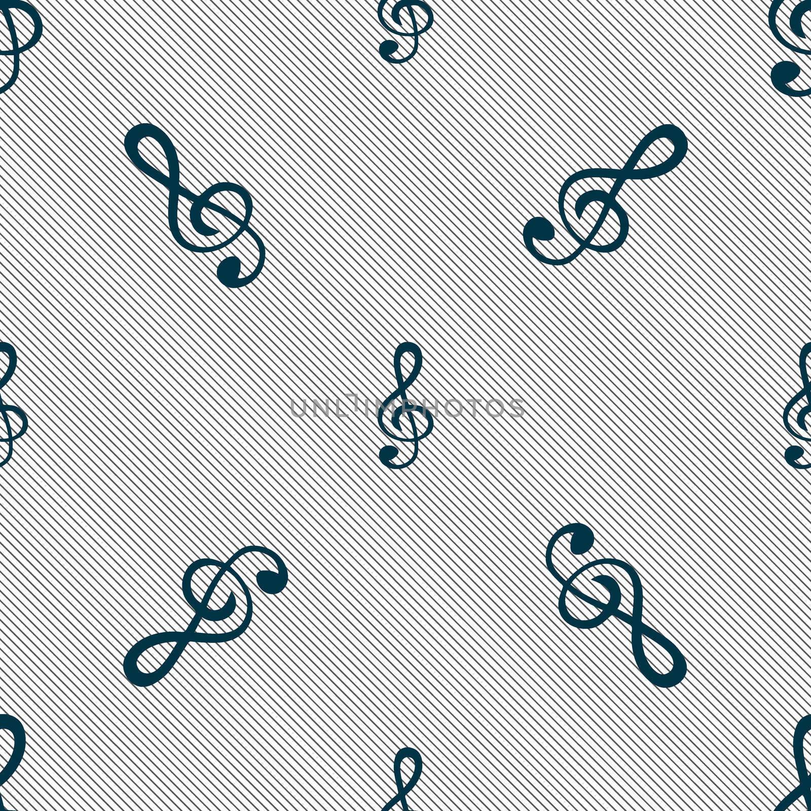 treble clef icon. Seamless pattern with geometric texture. illustration